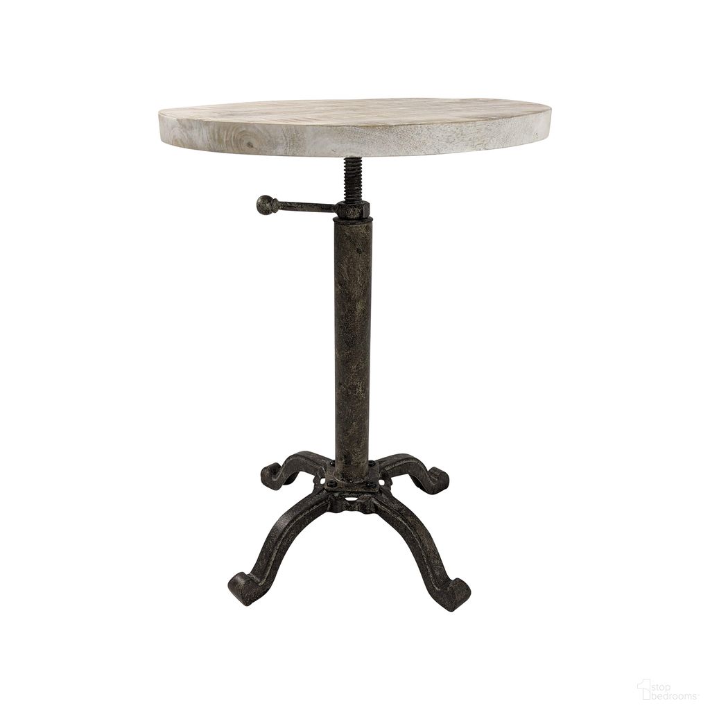Colton Adjustable Vintage Table In Natural Driftwood Top and Aged Iron Base