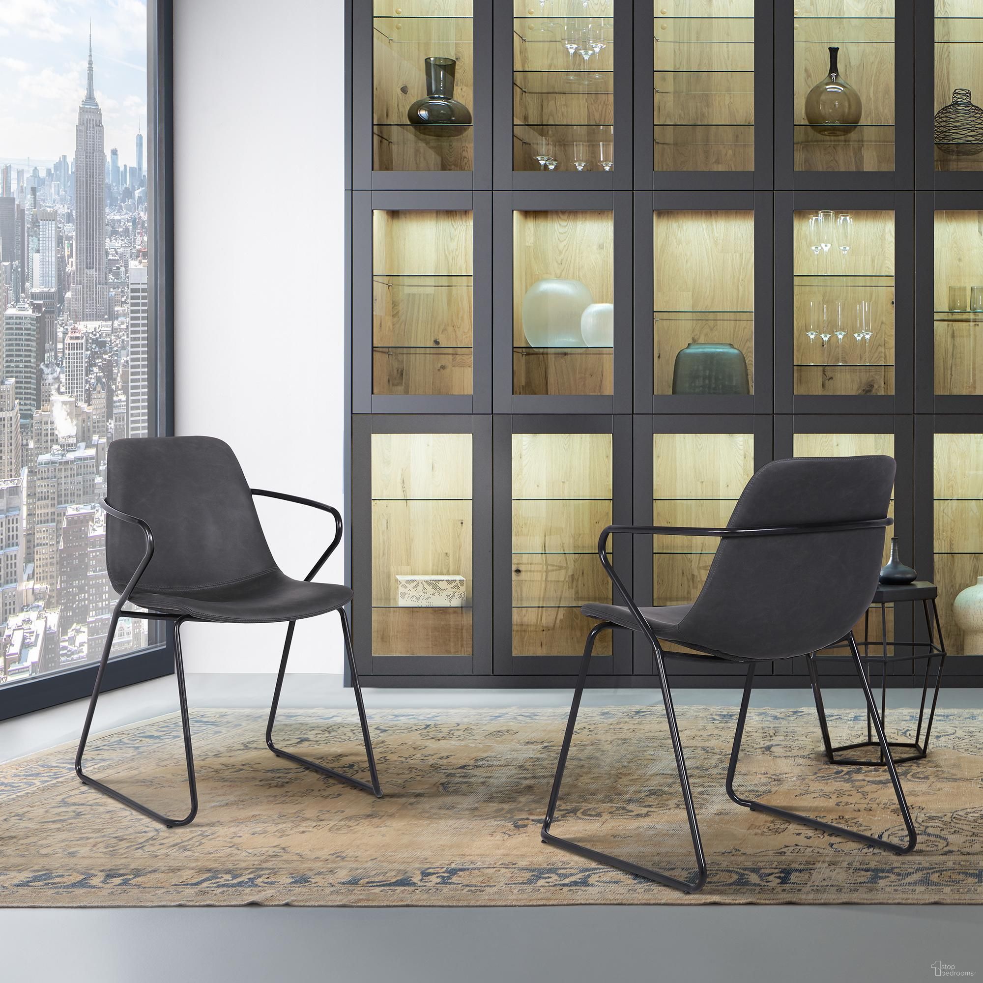 The appearance of Colton Black Powder Coated And Grey Faux Leather Dining Chair Set Of 2 designed by Armen Living in the modern / contemporary interior design. This grey piece of furniture was selected by 1StopBedrooms from Colton Collection to add a touch of cosiness and style into your home. Sku: LCCTSIGRBLK. Material: Steel. Chair Type: Side Chair.