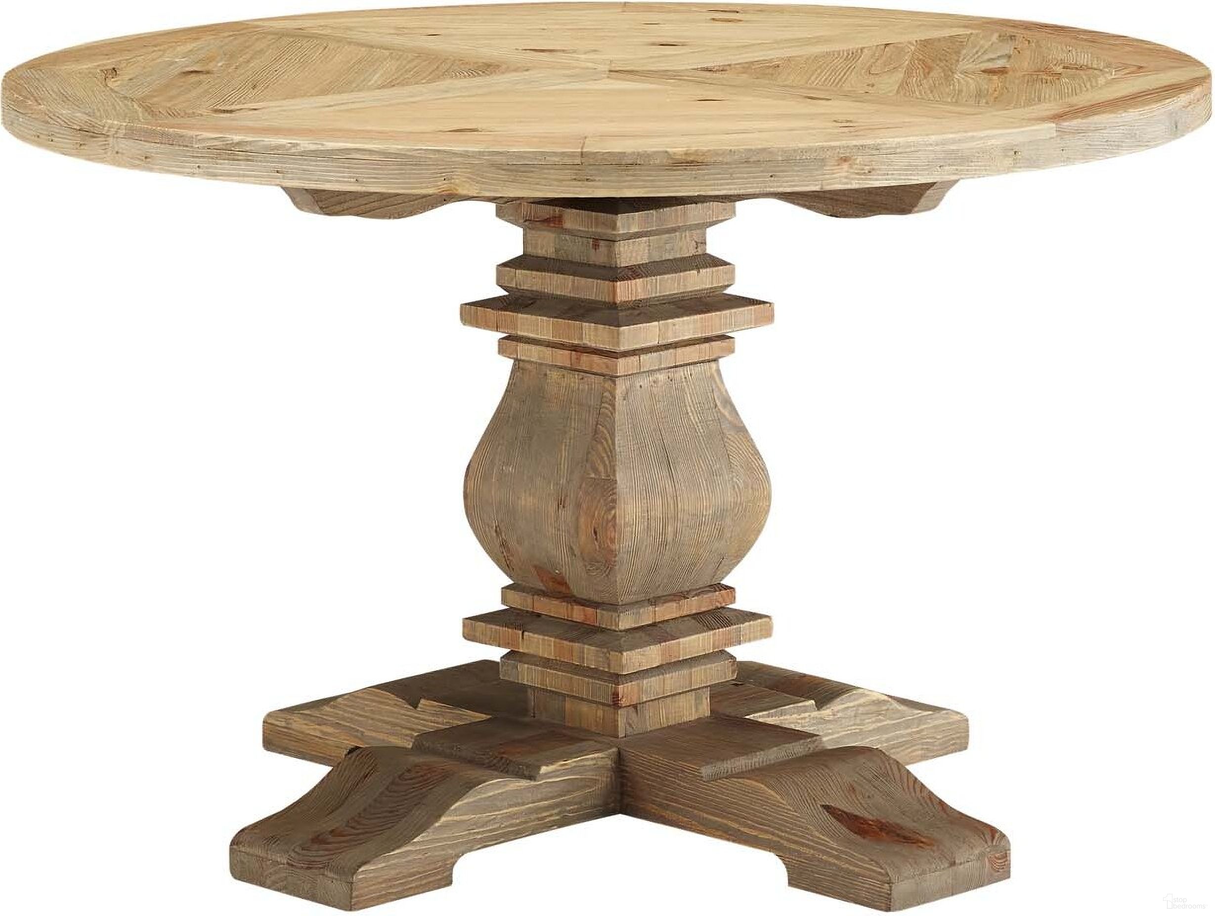 Column Brown 47 Inch Round Pine Wood Dining Table EEI-3491-BRN
