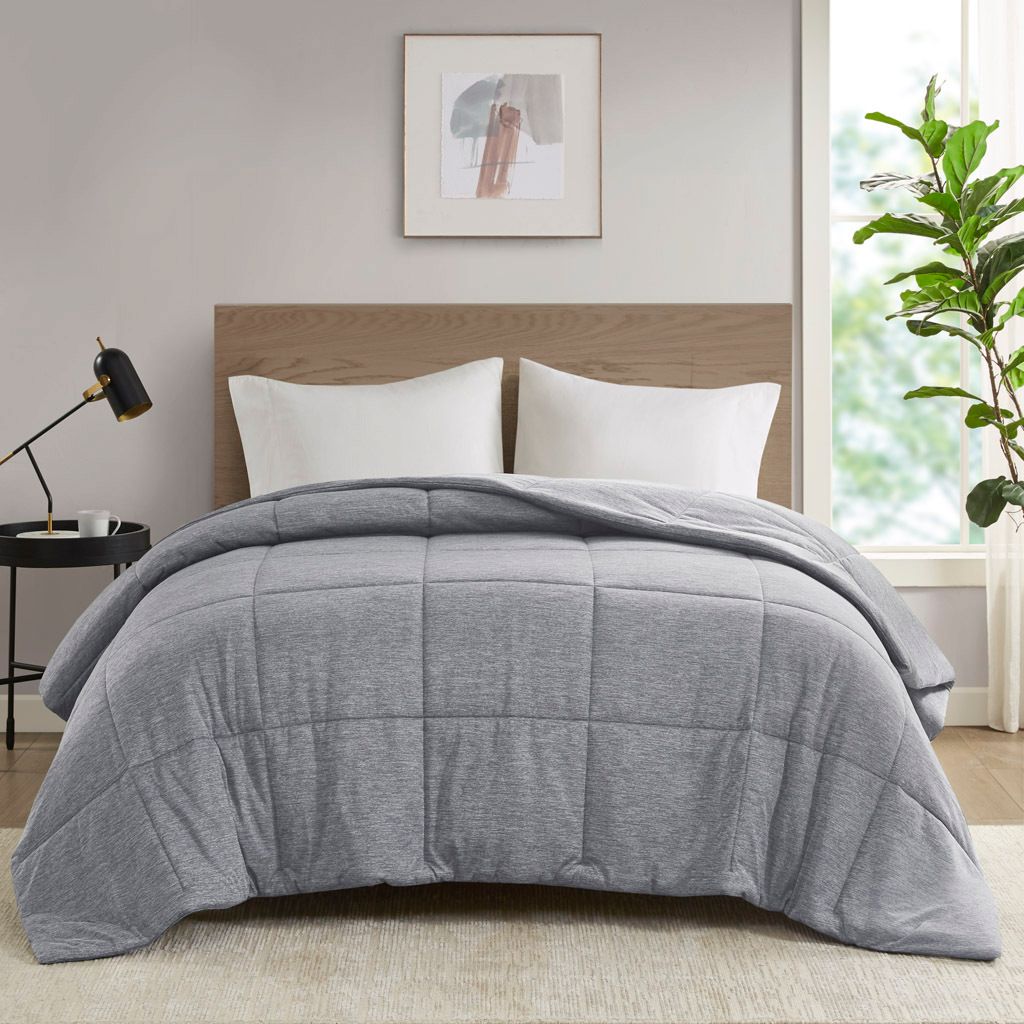 Comfort Cool Jersey Knit Oversized Down Alternative Full/Queen Comforter In Grey