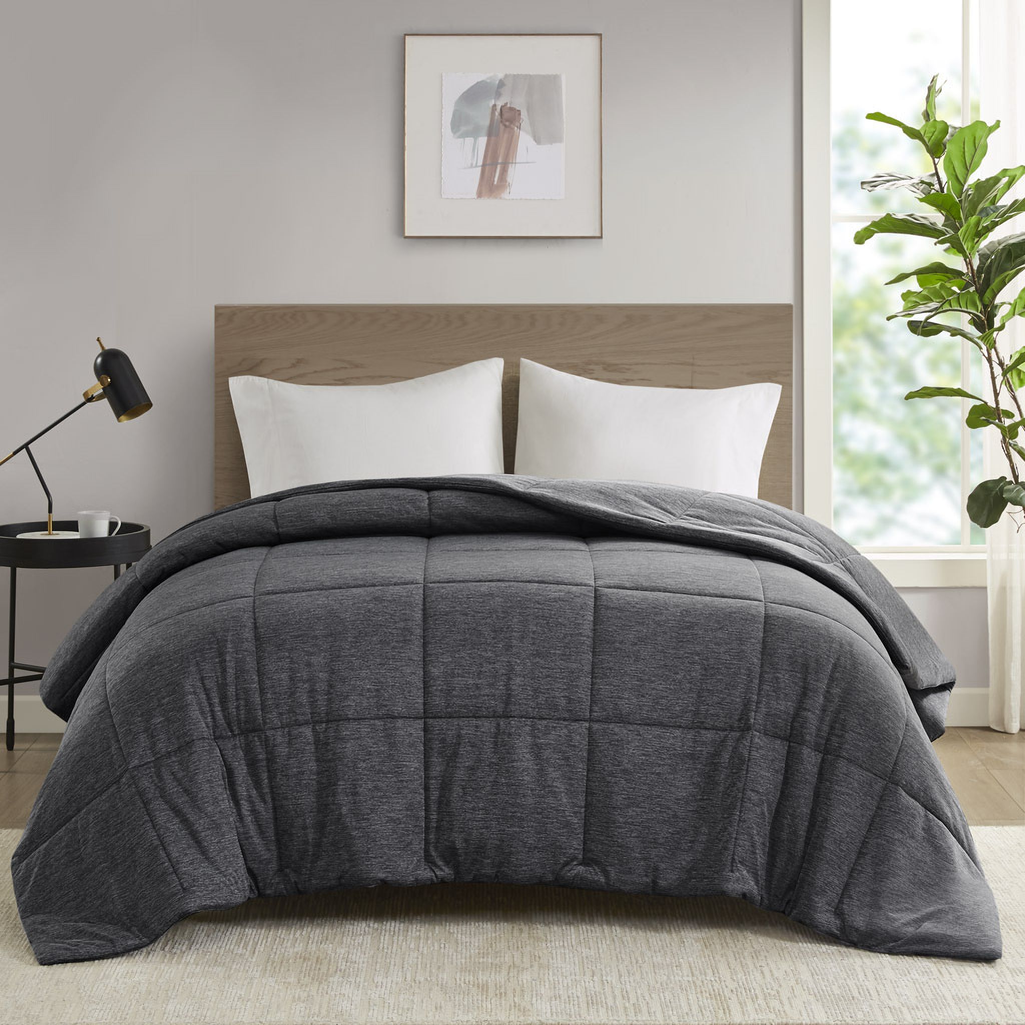 Comfort Cool Jersey Knit Oversized Down Alternative King/Cal King Comforter In Black