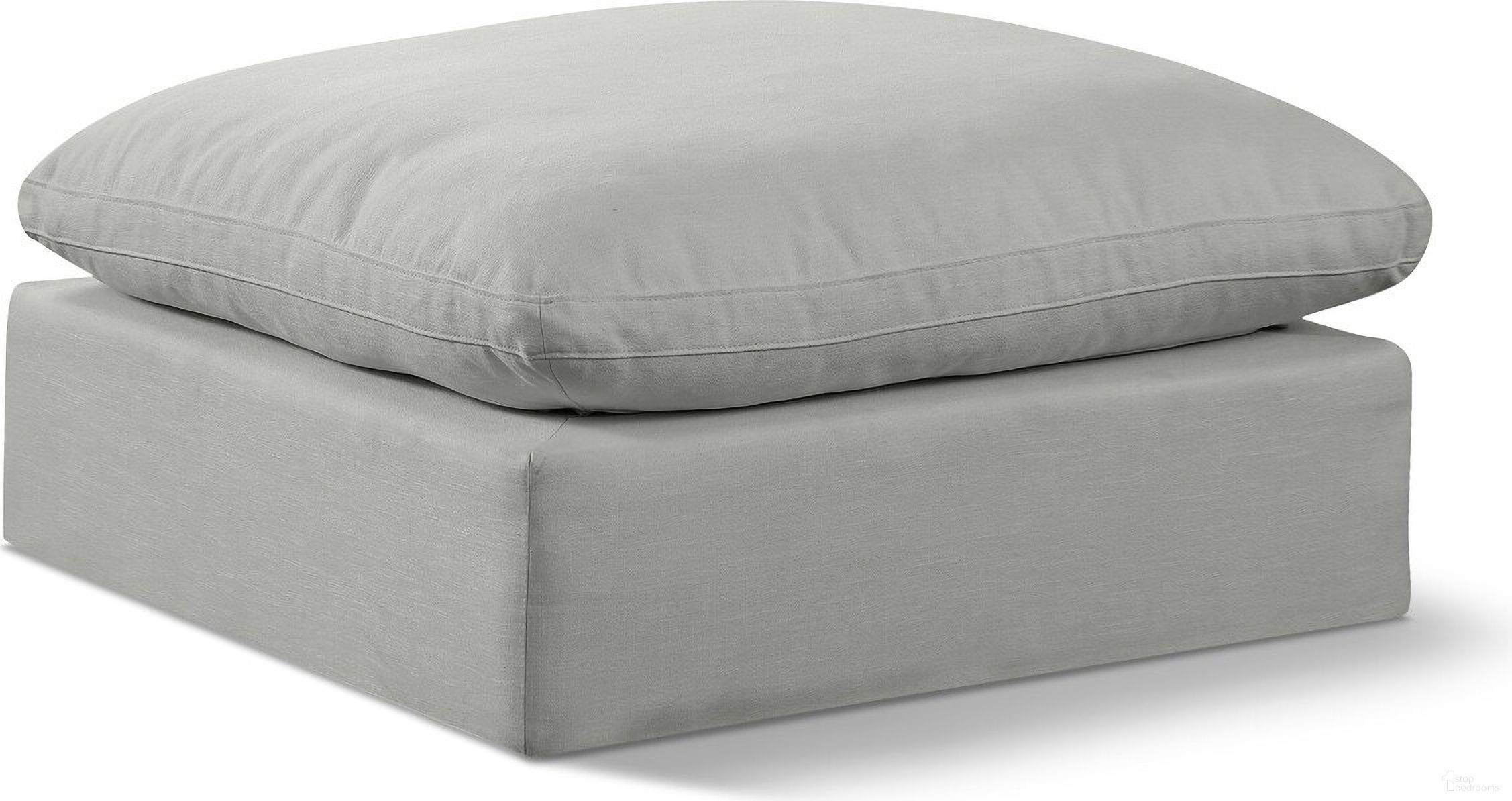 Comfy Linen Textured Fabric Modular Ottoman In Grey