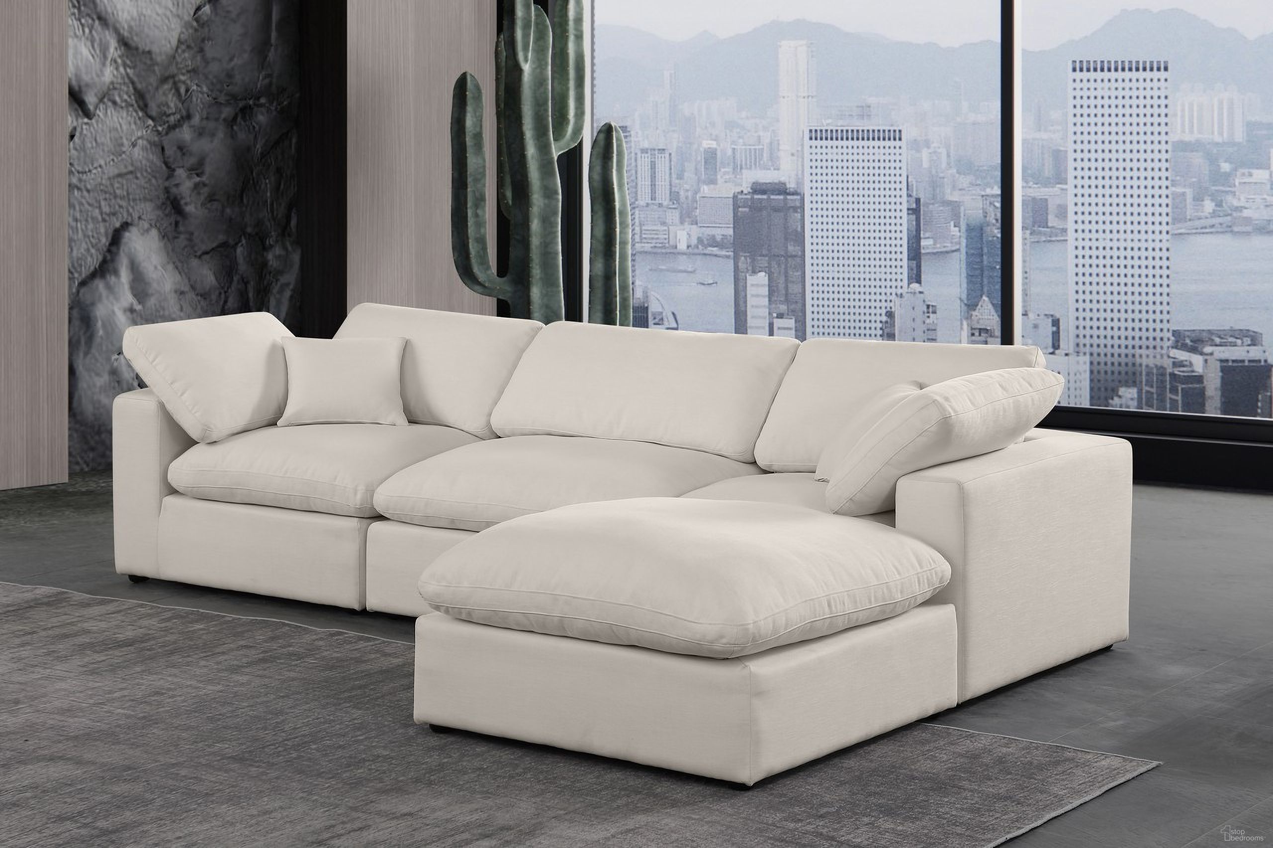 The appearance of Comfy Linen Textured Fabric 4 Piece Modular Sectional In Beige designed by Meridian in the modern / contemporary interior design. This beige piece of furniture was selected by 1StopBedrooms from Comfy Collection to add a touch of cosiness and style into your home. Sku: 187Beige-Armless;187Beige-Corner;187Beige-Corner;187Beige-Ott. Material: Linen. Layout: Modular.