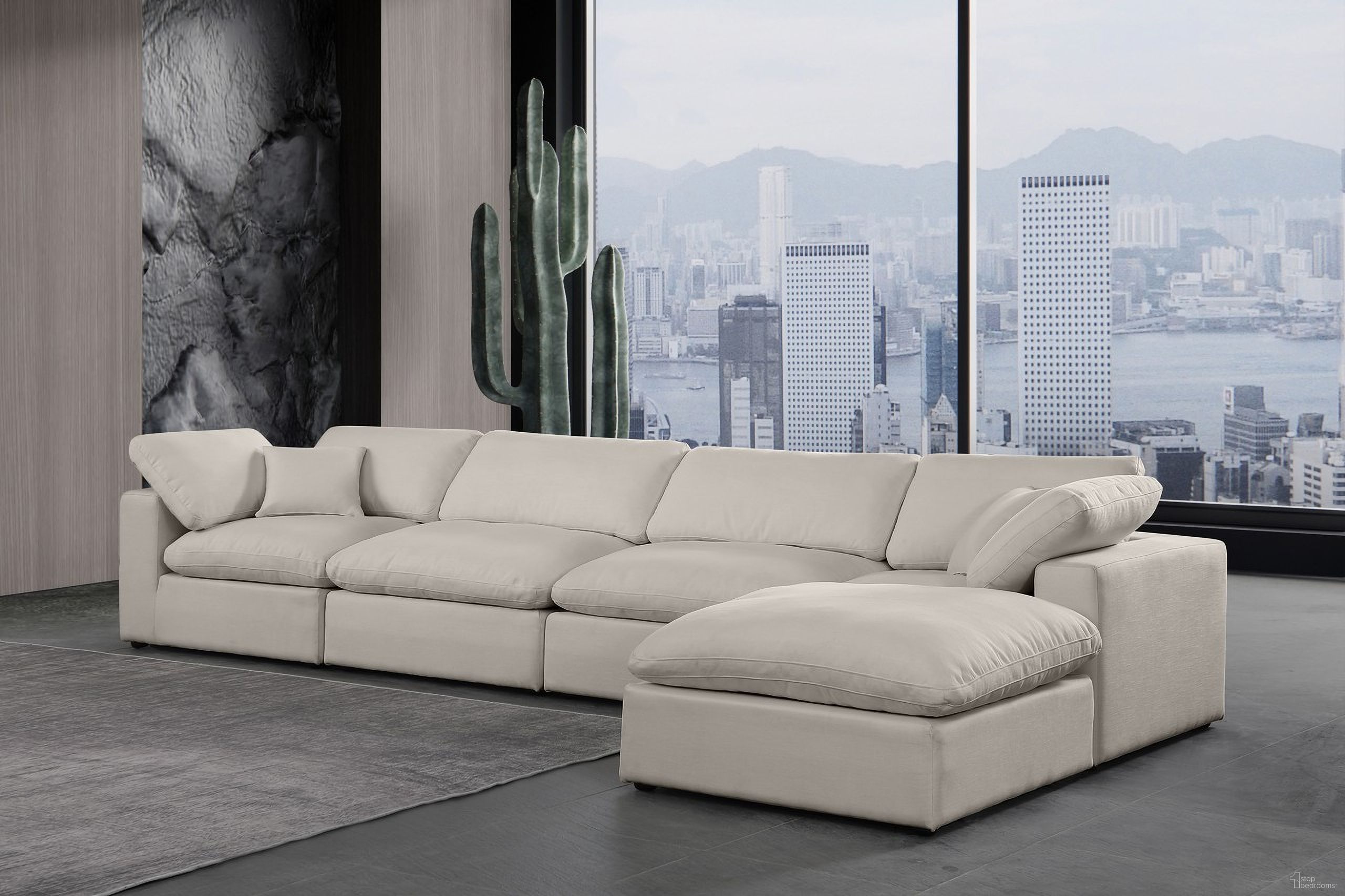 The appearance of Comfy Linen Textured Fabric 5 Piece Modular Sectional In Beige designed by Meridian in the modern / contemporary interior design. This beige piece of furniture  was selected by 1StopBedrooms from Comfy Collection to add a touch of cosiness and style into your home. Sku: 187Beige-Armless;187Beige-Armless;187Beige-Corner;187Beige-Corner;187Beige-Ott. Material: Linen. Layout: Modular.