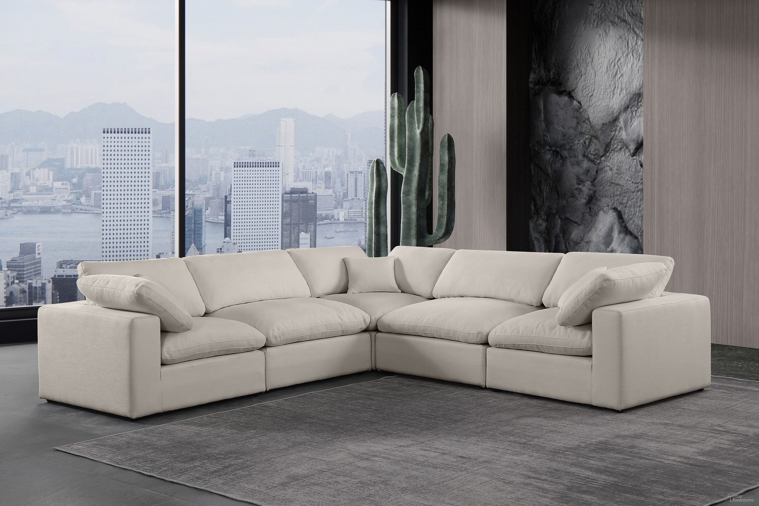 The appearance of Comfy Linen Textured Fabric 5 Piece Modular Sectional In Beige designed by Meridian in the modern / contemporary interior design. This beige piece of furniture  was selected by 1StopBedrooms from Comfy Collection to add a touch of cosiness and style into your home. Sku: 187Beige-Armless;187Beige-Armless;187Beige-Corner;187Beige-Corner;187Beige-Corner. Material: Linen. Layout: Modular.