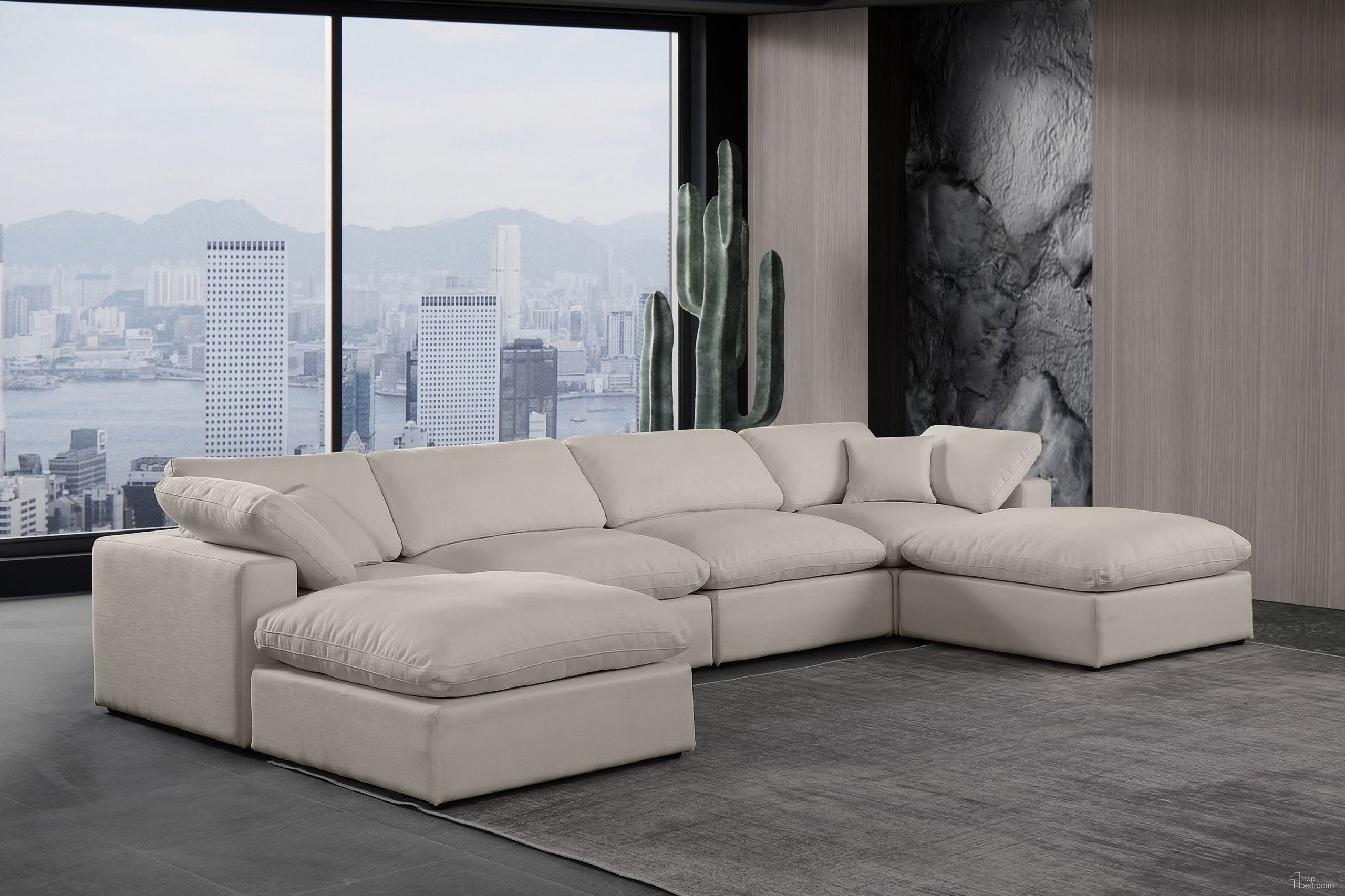The appearance of Comfy Linen Textured Fabric 6 Piece Modular Sectional In Beige designed by Meridian in the modern / contemporary interior design. This beige piece of furniture  was selected by 1StopBedrooms from Comfy Collection to add a touch of cosiness and style into your home. Sku: 187Beige-Armless;187Beige-Armless;187Beige-Corner;187Beige-Corner;187Beige-Ott;187Beige-Ott. Material: Linen. Layout: Modular.