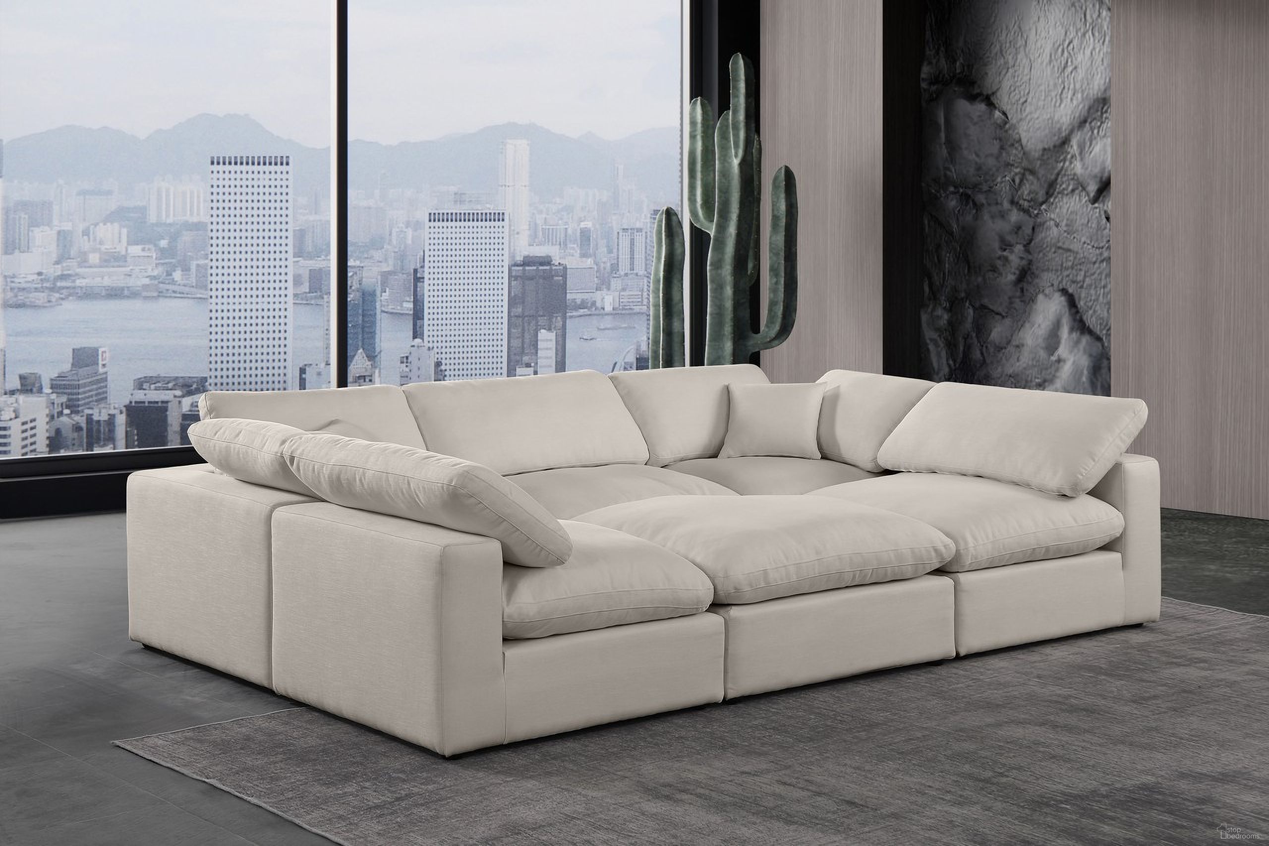 The appearance of Comfy Linen Textured Fabric 6 Piece Modular Sectional In Beige designed by Meridian in the modern / contemporary interior design. This beige piece of furniture  was selected by 1StopBedrooms from Comfy Collection to add a touch of cosiness and style into your home. Sku: 187Beige-Armless;187Beige-Armless;187Beige-Armless;187Beige-Corner;187Beige-Corner;187Beige-Ott. Material: Linen. Layout: Modular.