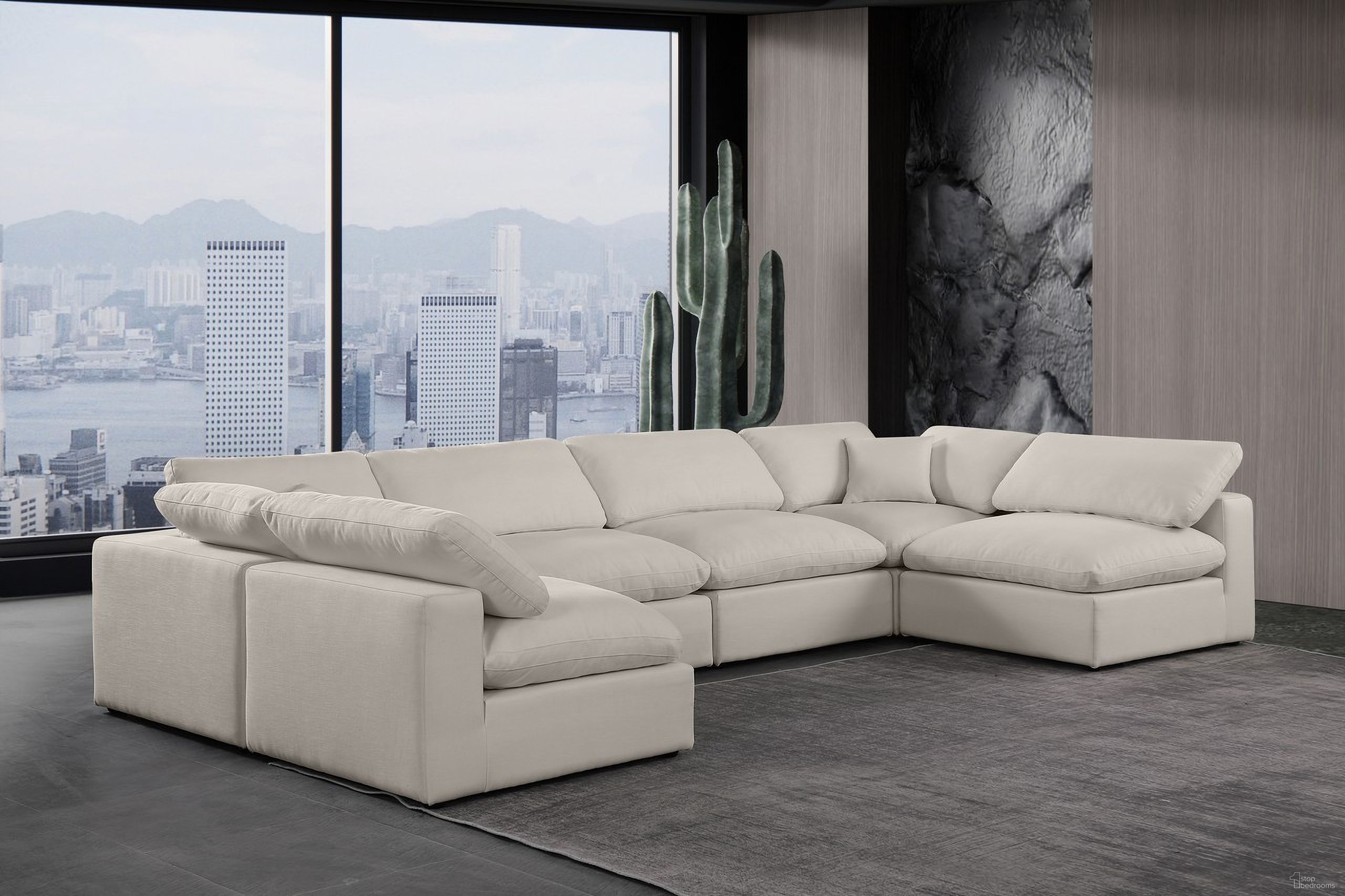 The appearance of Comfy Linen Textured Fabric 6 Piece Modular Sectional In Beige designed by Meridian in the modern / contemporary interior design. This beige piece of furniture  was selected by 1StopBedrooms from Comfy Collection to add a touch of cosiness and style into your home. Sku: 187Beige-Armless;187Beige-Armless;187Beige-Armless;187Beige-Armless;187Beige-Corner;187Beige-Corner. Material: Linen. Layout: Modular.