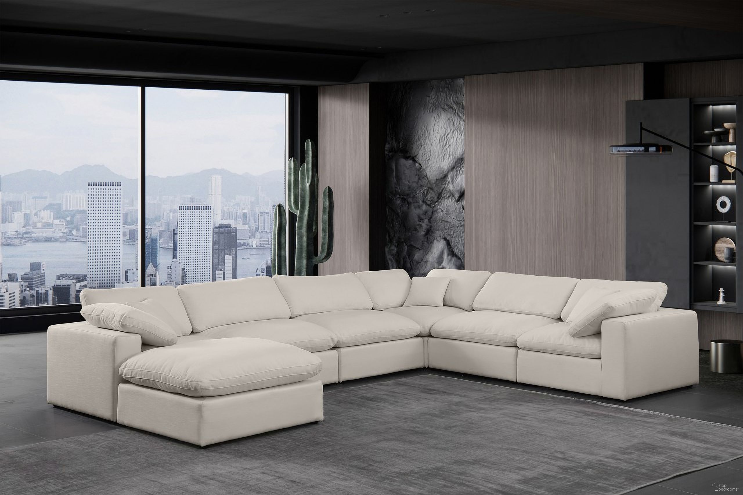 The appearance of Comfy Linen Textured Fabric 7 Piece Modular Sectional In Beige designed by Meridian in the modern / contemporary interior design. This beige piece of furniture  was selected by 1StopBedrooms from Comfy Collection to add a touch of cosiness and style into your home. Sku: 187Beige-Armless;187Beige-Armless;187Beige-Armless;187Beige-Corner;187Beige-Corner;187Beige-Corner;187Beige-Ott. Material: Linen. Layout: Modular.