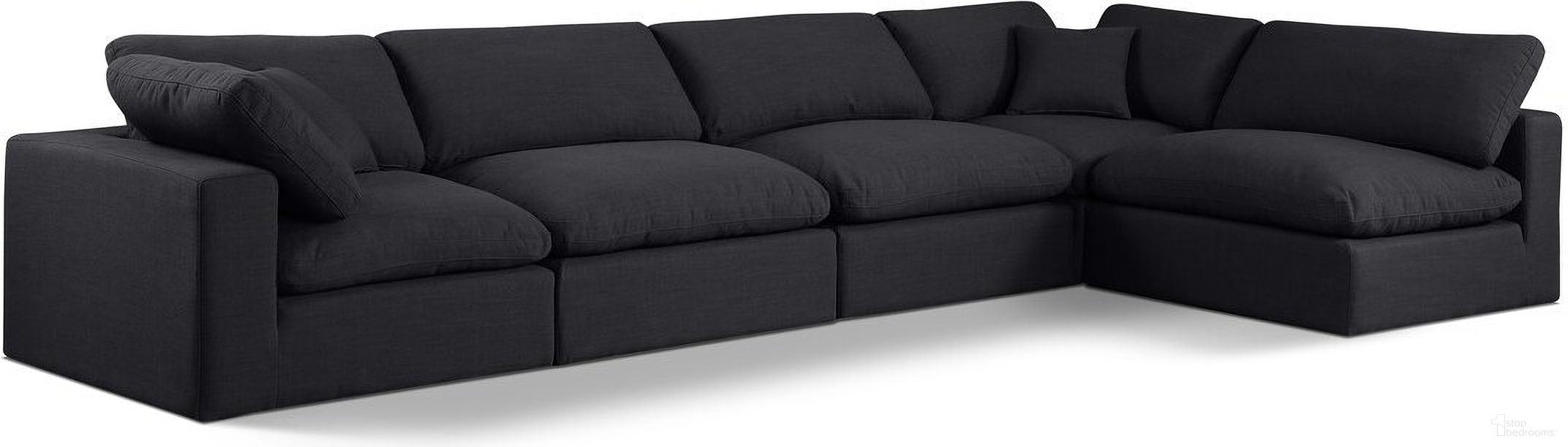The appearance of Comfy Linen Textured Fabric 5 Piece Modular Sectional In Black designed by Meridian in the modern / contemporary interior design. This black piece of furniture was selected by 1StopBedrooms from Comfy Collection to add a touch of cosiness and style into your home. Sku: 187Black-Armless;187Black-Armless;187Black-Armless;187Black-Corner;187Black-Corner. Material: Linen. Layout: Modular.