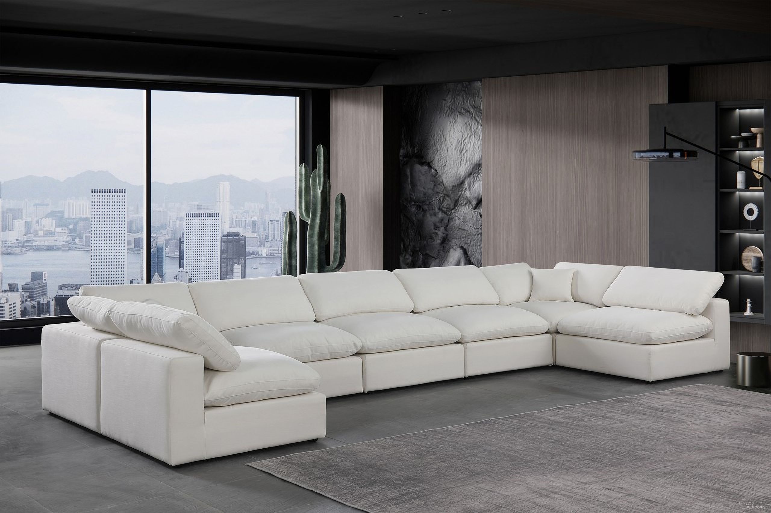The appearance of Comfy Linen Textured Fabric 7 Piece Modular Sectional In Cream designed by Meridian in the modern / contemporary interior design. This cream piece of furniture  was selected by 1StopBedrooms from Comfy Collection to add a touch of cosiness and style into your home. Sku: 187Cream-Armless;187Cream-Armless;187Cream-Armless;187Cream-Armless;187Cream-Armless;187Cream-Corner;187Cream-Corner. Material: Linen. Layout: Modular.
