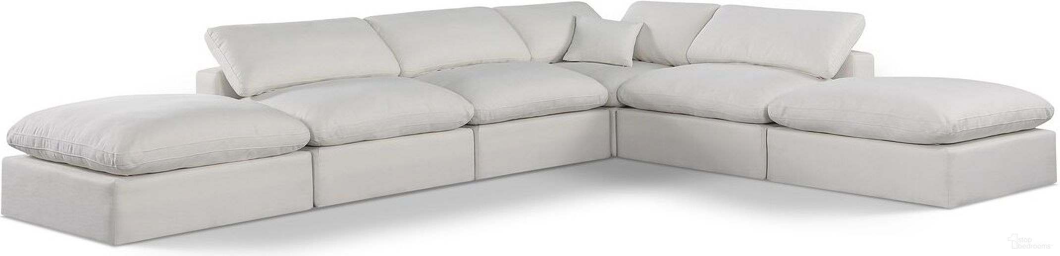 Comfy Linen Textured Fabric Modular Sectional In Cream