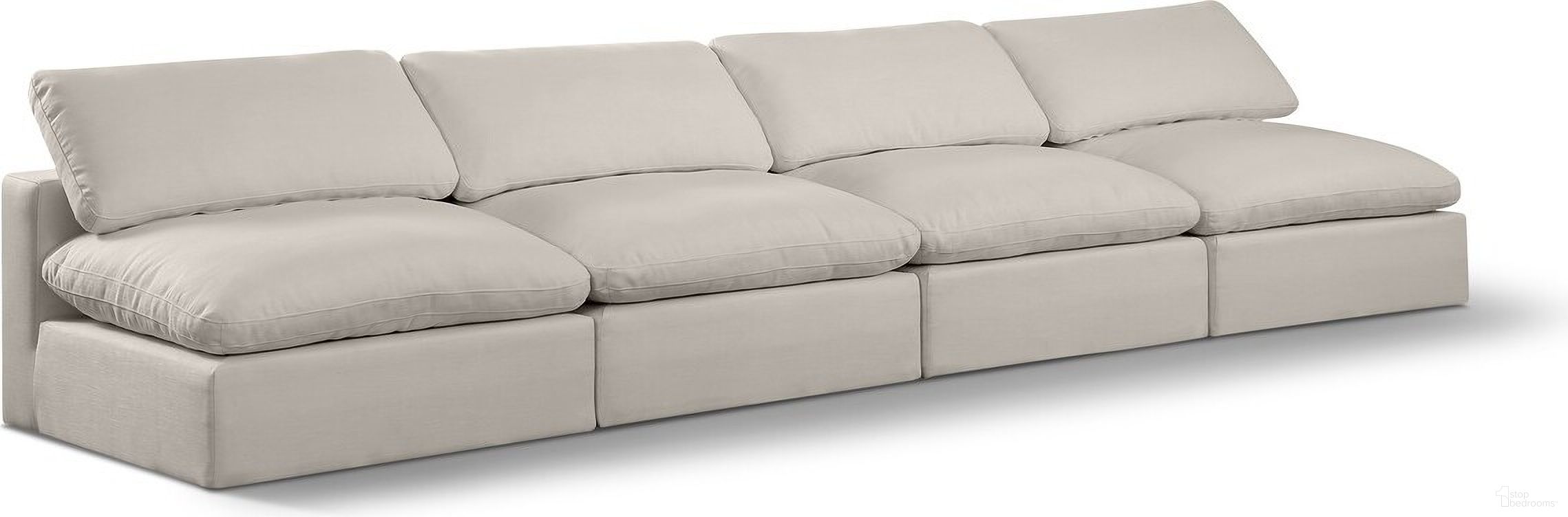 The appearance of Comfy Linen Textured Fabric 4 Seater Modular Sofa In Beige designed by Meridian in the modern / contemporary interior design. This beige piece of furniture  was selected by 1StopBedrooms from Comfy Collection to add a touch of cosiness and style into your home. Sku: 187Beige-Armless;187Beige-Armless;187Beige-Armless;187Beige-Armless. Material: Wood.