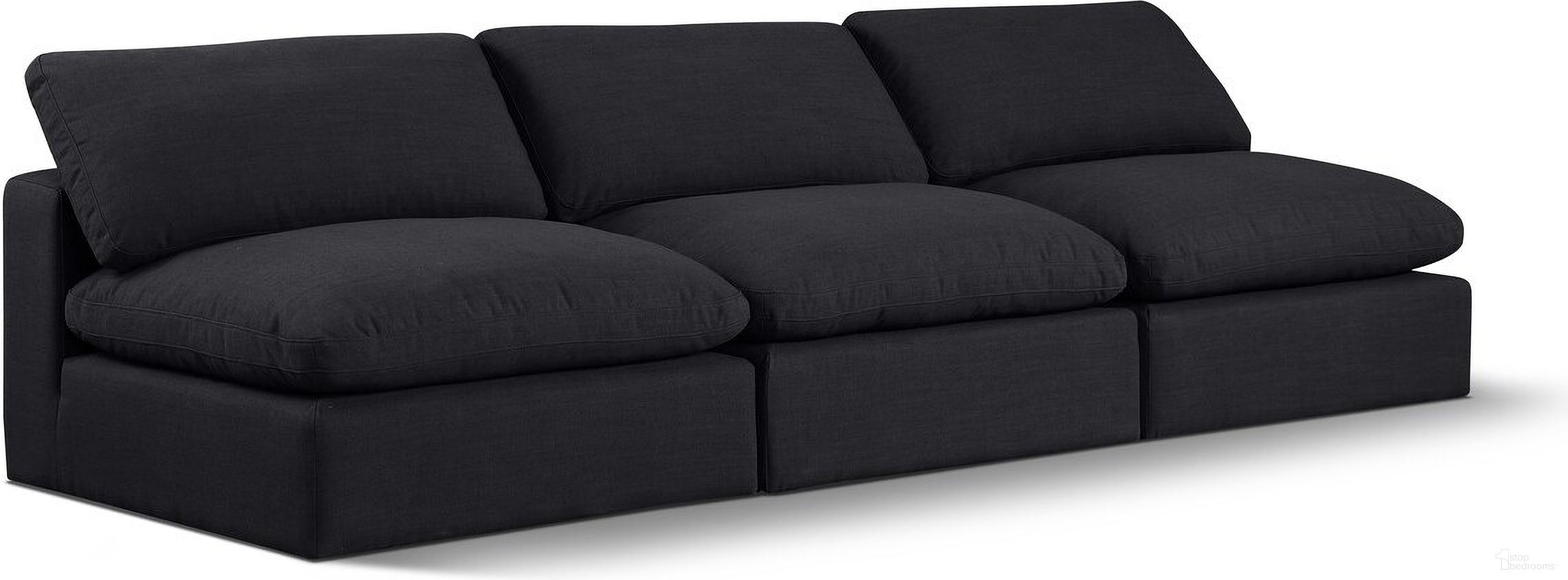 The appearance of Comfy Linen Textured Fabric 3 Seater Modular Sofa In Black designed by Meridian in the modern / contemporary interior design. This black piece of furniture  was selected by 1StopBedrooms from Comfy Collection to add a touch of cosiness and style into your home. Sku: 187Black-Armless;187Black-Armless;187Black-Armless. Material: Wood.