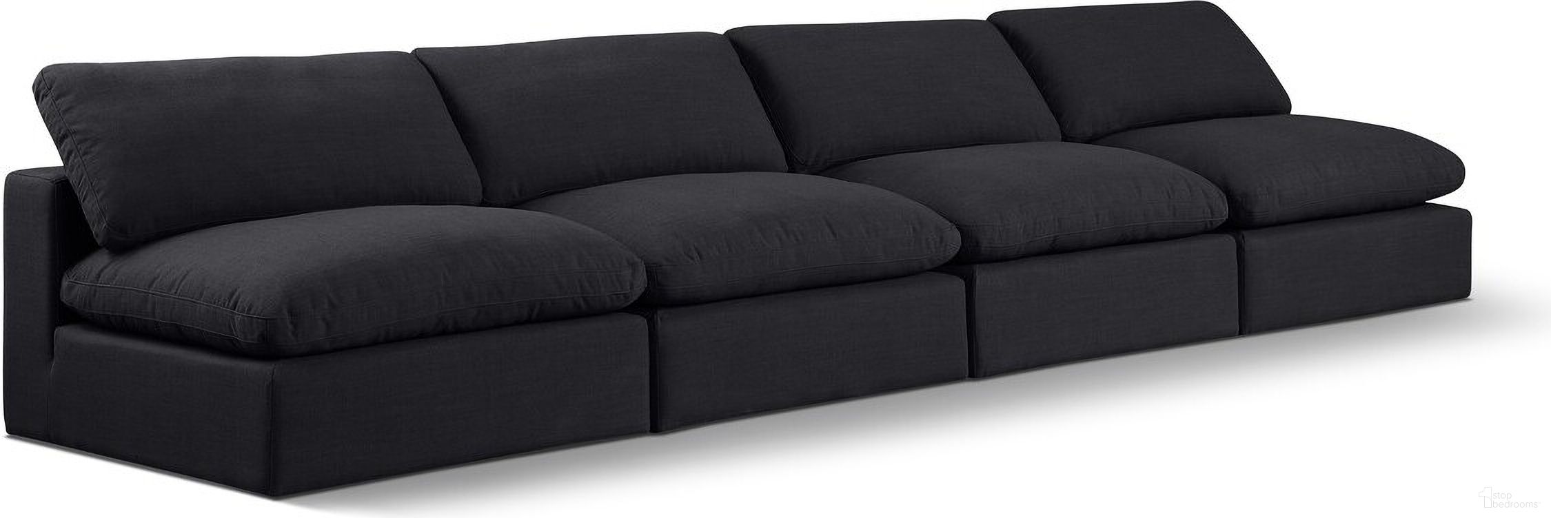 The appearance of Comfy Linen Textured Fabric 4 Seater Modular Sofa In Black designed by Meridian in the modern / contemporary interior design. This black piece of furniture  was selected by 1StopBedrooms from Comfy Collection to add a touch of cosiness and style into your home. Sku: 187Black-Armless;187Black-Armless;187Black-Armless;187Black-Armless. Material: Wood.