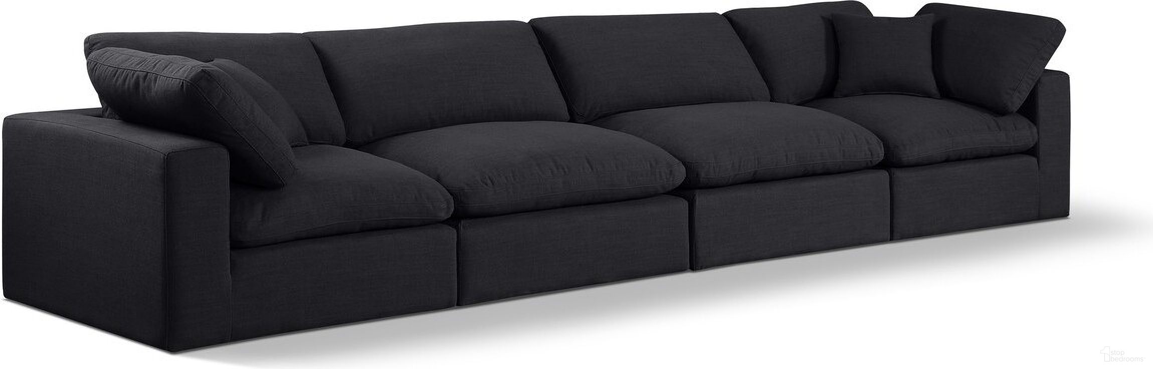 The appearance of Comfy Linen Textured Fabric 4 Seater Modular Sofa with Arm Support In Black designed by Meridian in the modern / contemporary interior design. This black piece of furniture  was selected by 1StopBedrooms from Comfy Collection to add a touch of cosiness and style into your home. Sku: 187Black-Armless;187Black-Armless;187Black-Corner;187Black-Corner. Material: Wood.