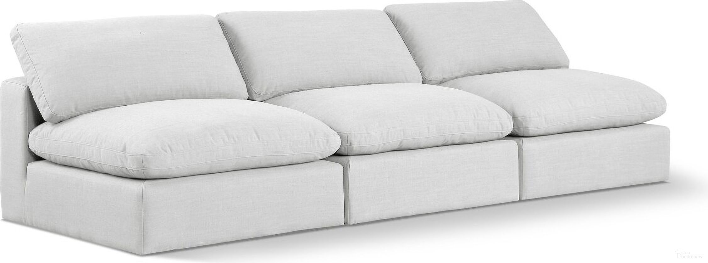 The appearance of Comfy Linen Textured Fabric 3 Seater Modular Sofa In White designed by Meridian in the modern / contemporary interior design. This white piece of furniture  was selected by 1StopBedrooms from Comfy Collection to add a touch of cosiness and style into your home. Sku: 187White-Armless;187White-Armless;187White-Armless. Material: Wood.