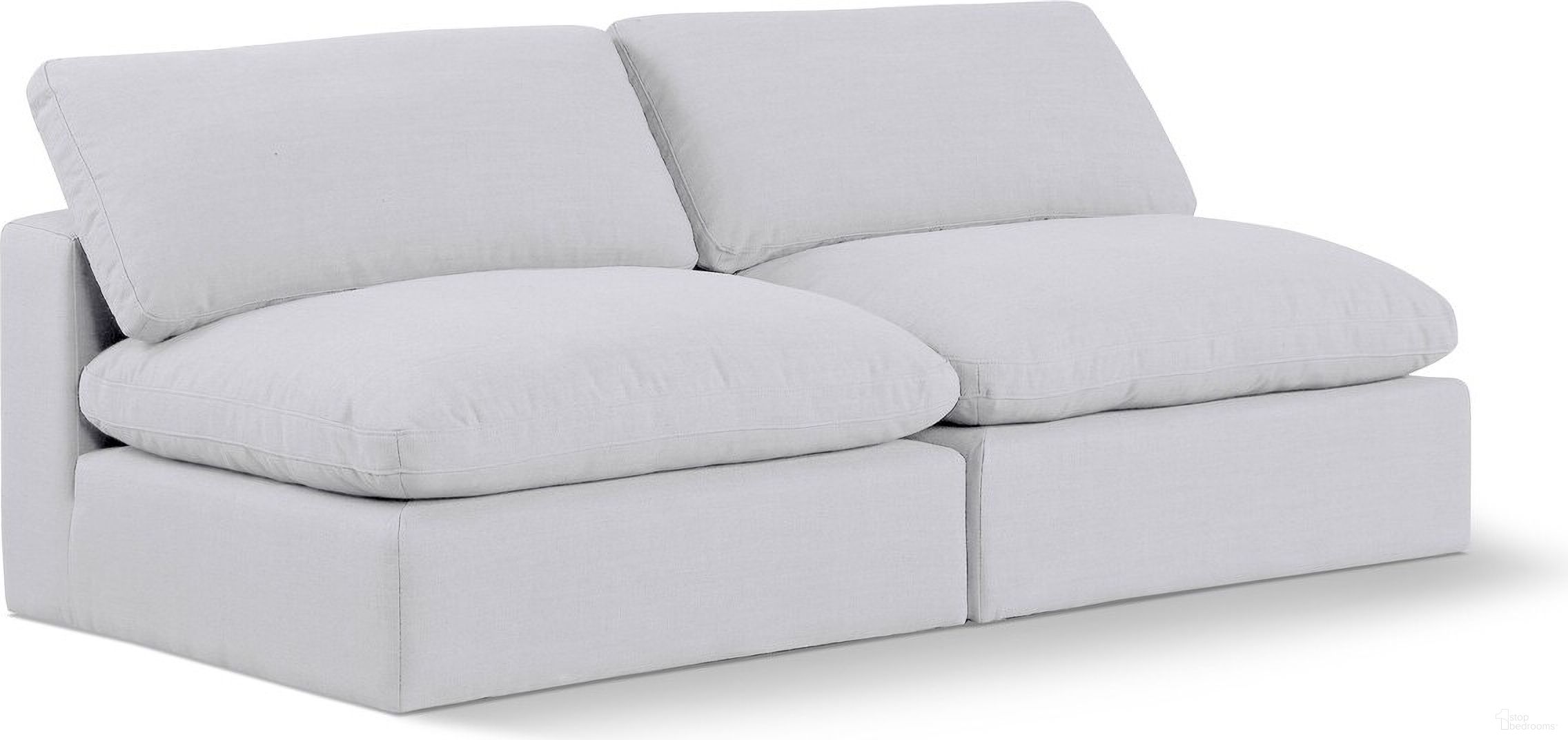 Comfy Linen Textured Fabric 2 Seater Modular Sofa In White