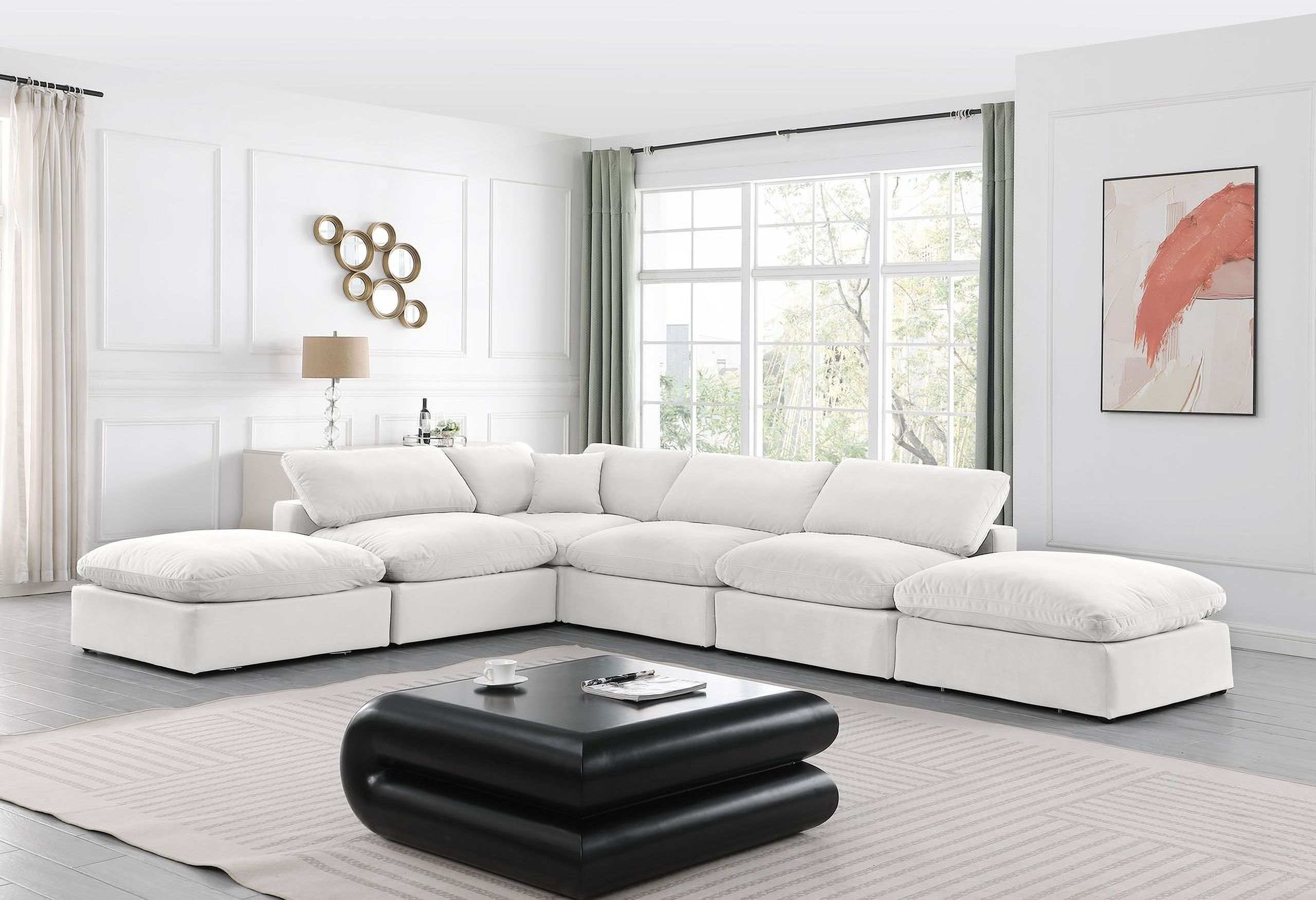 The appearance of Comfy 6 Piece Modular Sectional In Cream and Espresso Velvet designed by Meridian in the modern / contemporary interior design. This cream piece of furniture was selected by 1StopBedrooms from Comfy Collection to add a touch of cosiness and style into your home. Sku: 189Cream-Armless;189Cream-Armless;189Cream-Armless;189Cream-Corner;189Cream-Ott;189Cream-Ott. Material: Velvet. Layout: Modular.