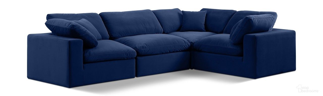 Comfy Modular Sectional In Navy Velvet