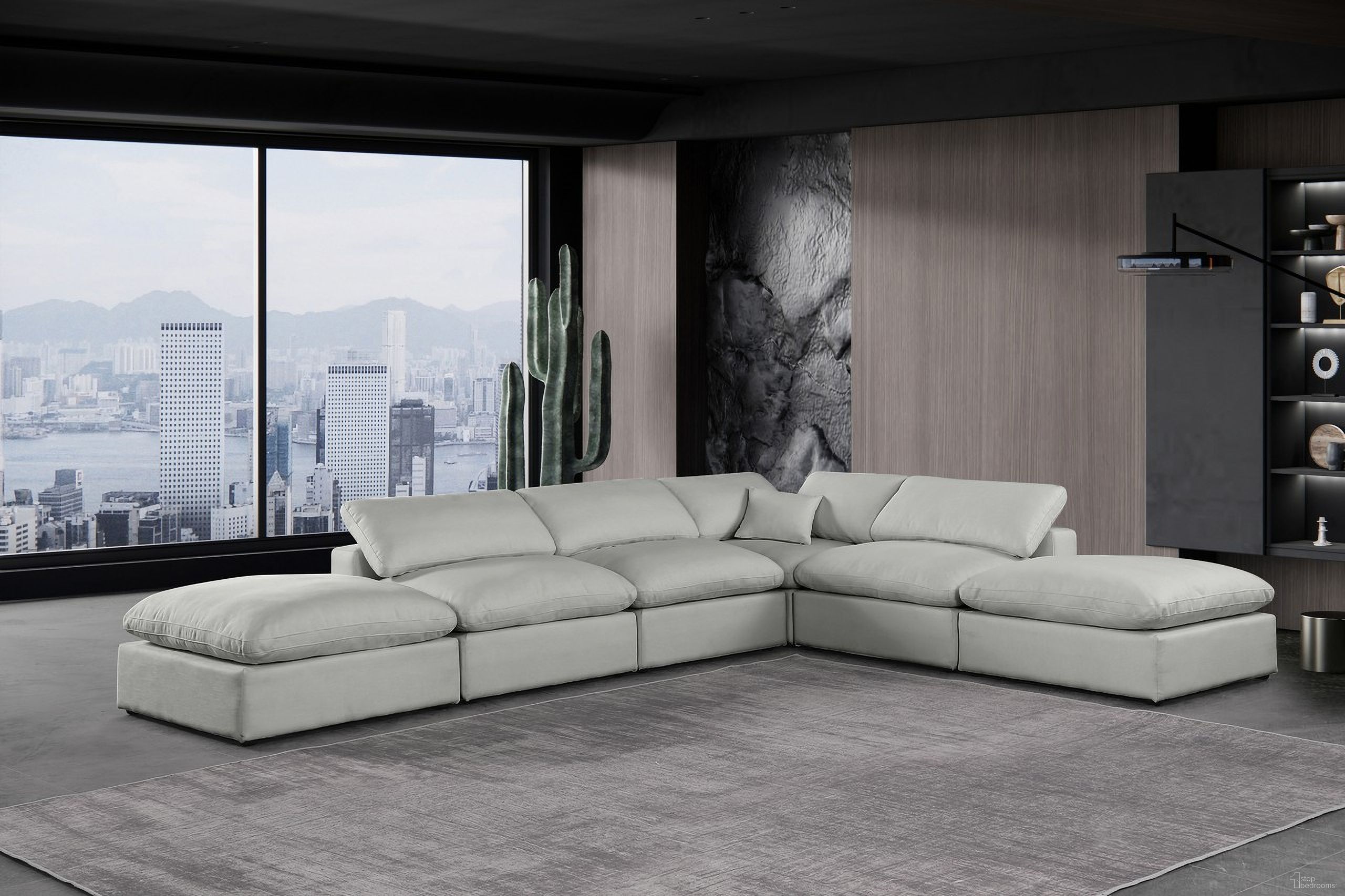 The appearance of Comfy Textured Fabric 6 Piece Modular Sectional In Grey and Espresso Linen designed by Meridian in the modern / contemporary interior design. This grey piece of furniture was selected by 1StopBedrooms from Comfy Collection to add a touch of cosiness and style into your home. Sku: 187Grey-Armless;187Grey-Armless;187Grey-Armless;187Grey-Corner;187Grey-Ott;187Grey-Ott. Material: Textured. Layout: Modular.