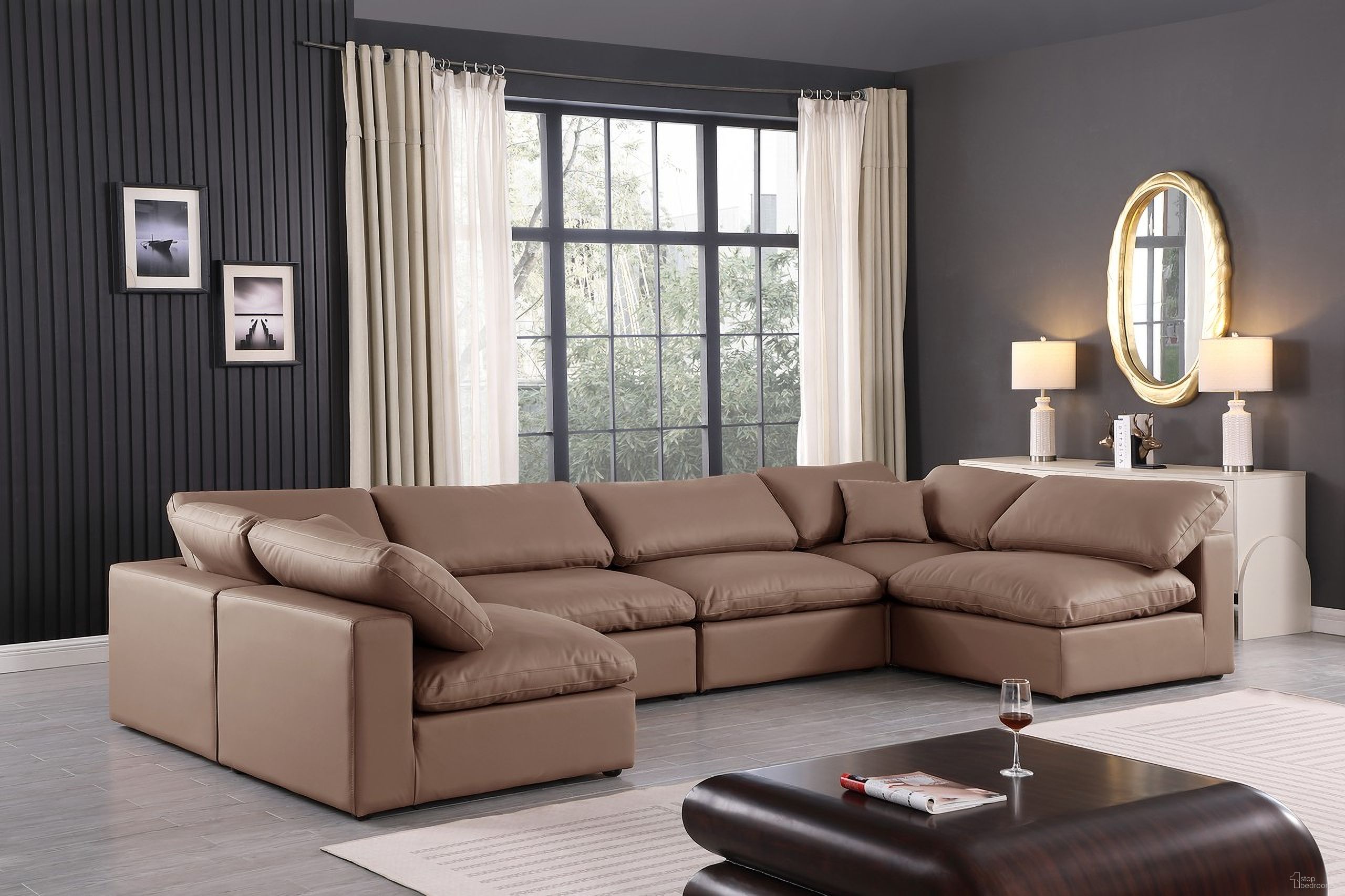 The appearance of Comfy Vegan Leather 6 Piece Modular Sectional In Brown designed by Meridian in the modern / contemporary interior design. This brown piece of furniture was selected by 1StopBedrooms from Comfy Collection to add a touch of cosiness and style into your home. Sku: 188Brown-Armless;188Brown-Armless;188Brown-Armless;188Brown-Armless;188Brown-Corner;188Brown-Corner. Material: Leather. Layout: Modular.