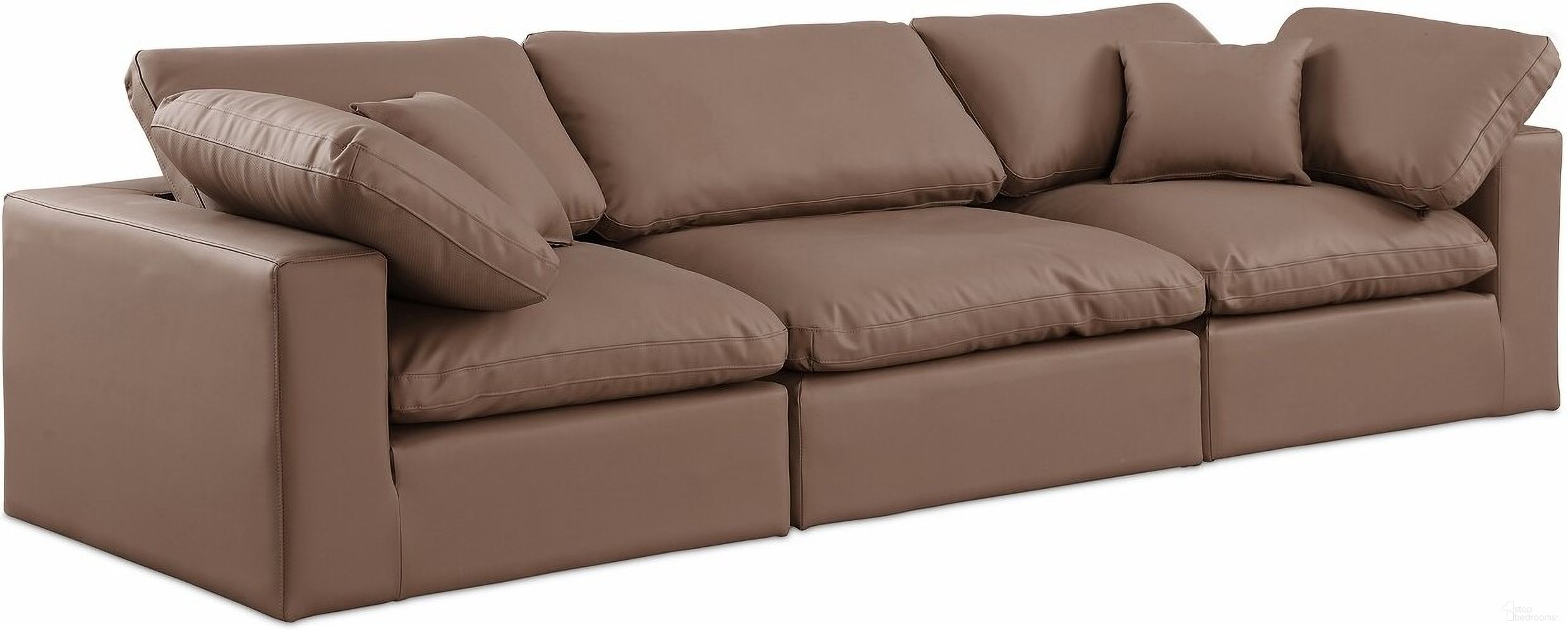 The appearance of Comfy Vegan Leather 3 Seater Modular Sofa with Arm Support In Brown designed by Meridian in the modern / contemporary interior design. This brown piece of furniture was selected by 1StopBedrooms from Comfy Collection to add a touch of cosiness and style into your home. Sku: 188Brown-Armless;188Brown-Corner;188Brown-Corner. Material: Wood.