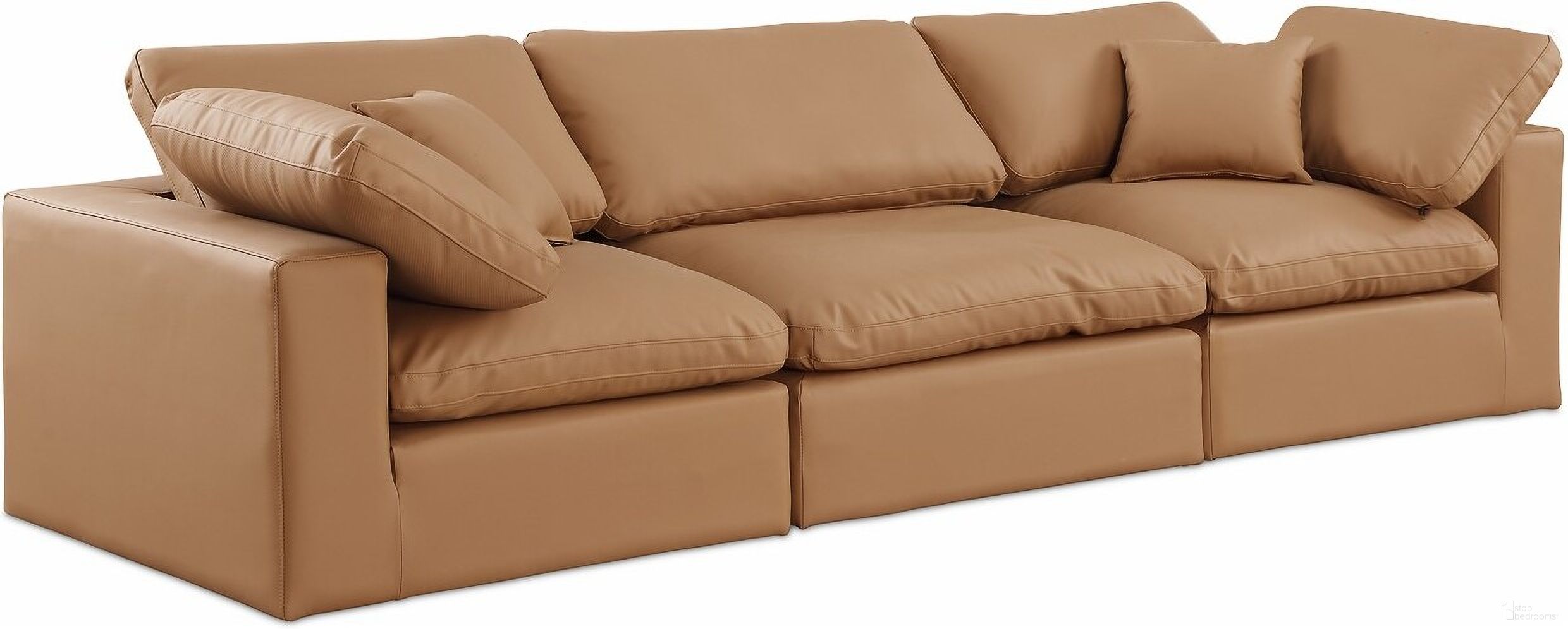 The appearance of Comfy Vegan Leather 3 Seater Modular Sofa with Arm Support In Cognac designed by Meridian in the modern / contemporary interior design. This cognac piece of furniture was selected by 1StopBedrooms from Comfy Collection to add a touch of cosiness and style into your home. Sku: 188Cognac-Armless;188Cognac-Corner;188Cognac-Corner. Material: Wood.
