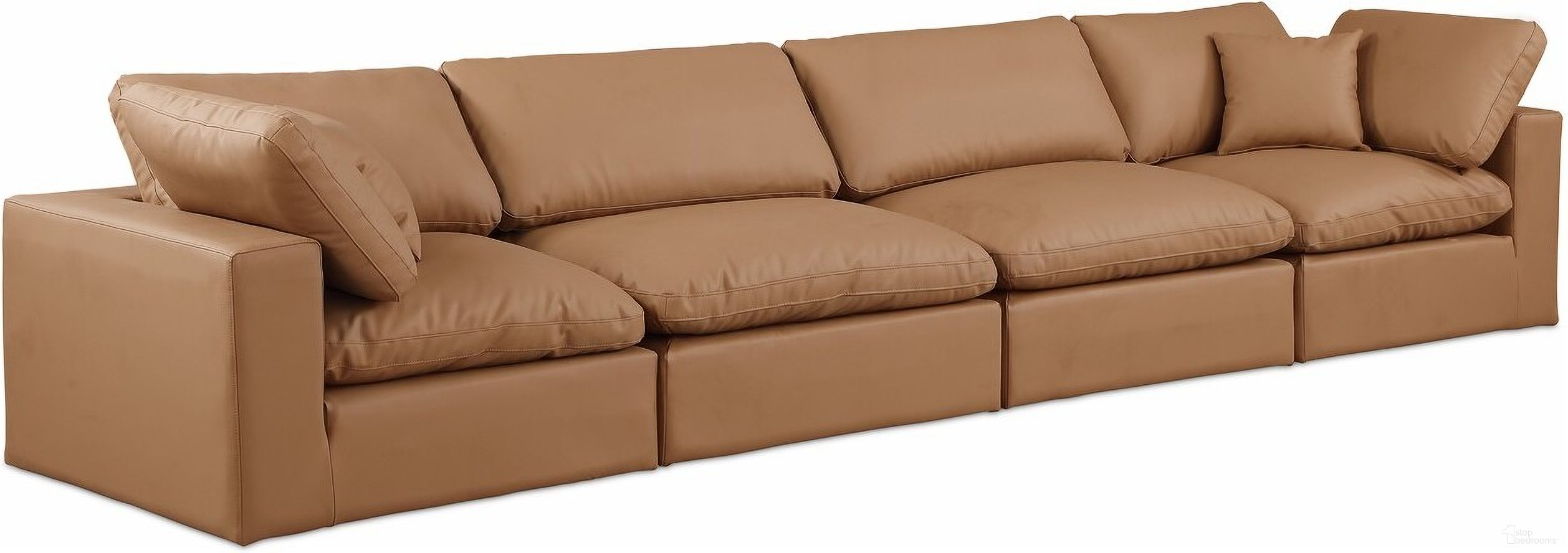 The appearance of Comfy Vegan Leather 4 Seater Modular Sofa with Arm Support In Cognac designed by Meridian in the modern / contemporary interior design. This cognac piece of furniture was selected by 1StopBedrooms from Comfy Collection to add a touch of cosiness and style into your home. Sku: 188Cognac-Armless;188Cognac-Armless;188Cognac-Corner;188Cognac-Corner. Material: Wood.