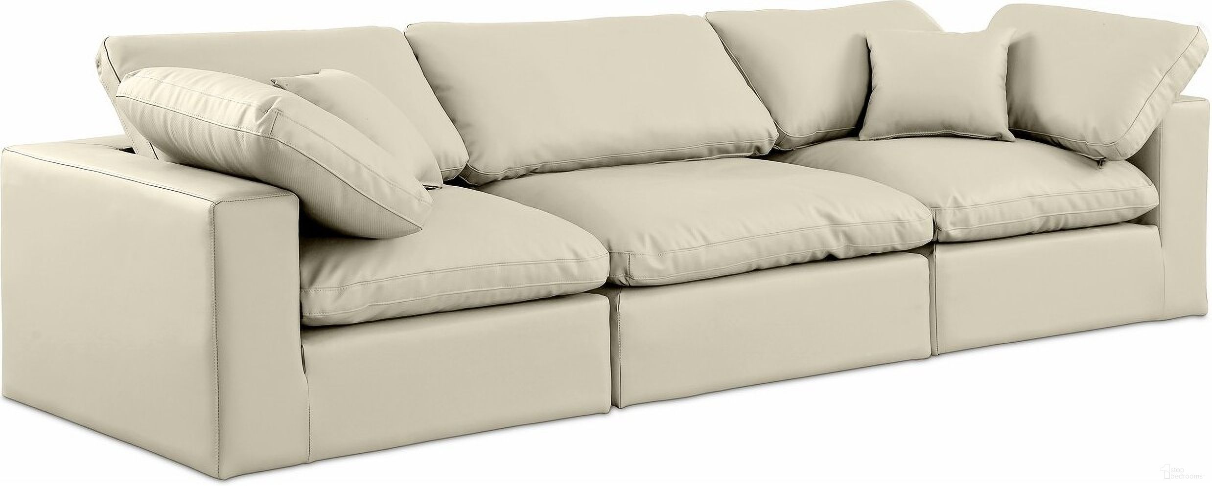 The appearance of Comfy Vegan Leather 3 Seater Modular Sofa with Arm Support In Cream designed by Meridian in the modern / contemporary interior design. This cream piece of furniture  was selected by 1StopBedrooms from Comfy Collection to add a touch of cosiness and style into your home. Sku: 188Cream-Armless;188Cream-Corner;188Cream-Corner. Material: Wood.