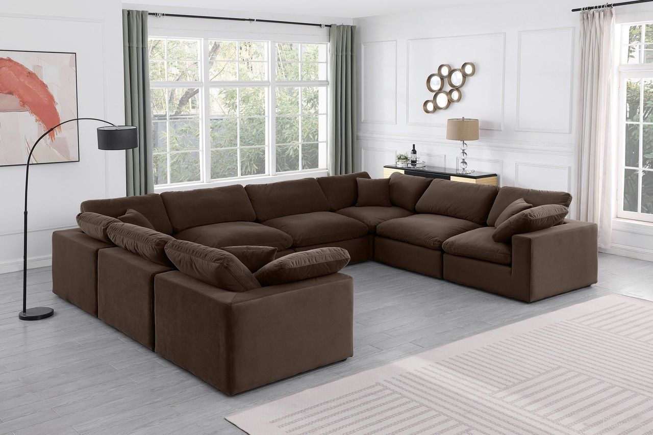The appearance of Comfy Velvet 8 Piece Modular Sectional In Brown and Espresso designed by Meridian in the modern / contemporary interior design. This brown piece of furniture was selected by 1StopBedrooms from Comfy Collection to add a touch of cosiness and style into your home. Sku: 189Brown-Armless;189Brown-Armless;189Brown-Armless;189Brown-Armless;189Brown-Corner;189Brown-Corner;189Brown-Corner;189Brown-Corner. Material: Velvet. Layout: Modular.