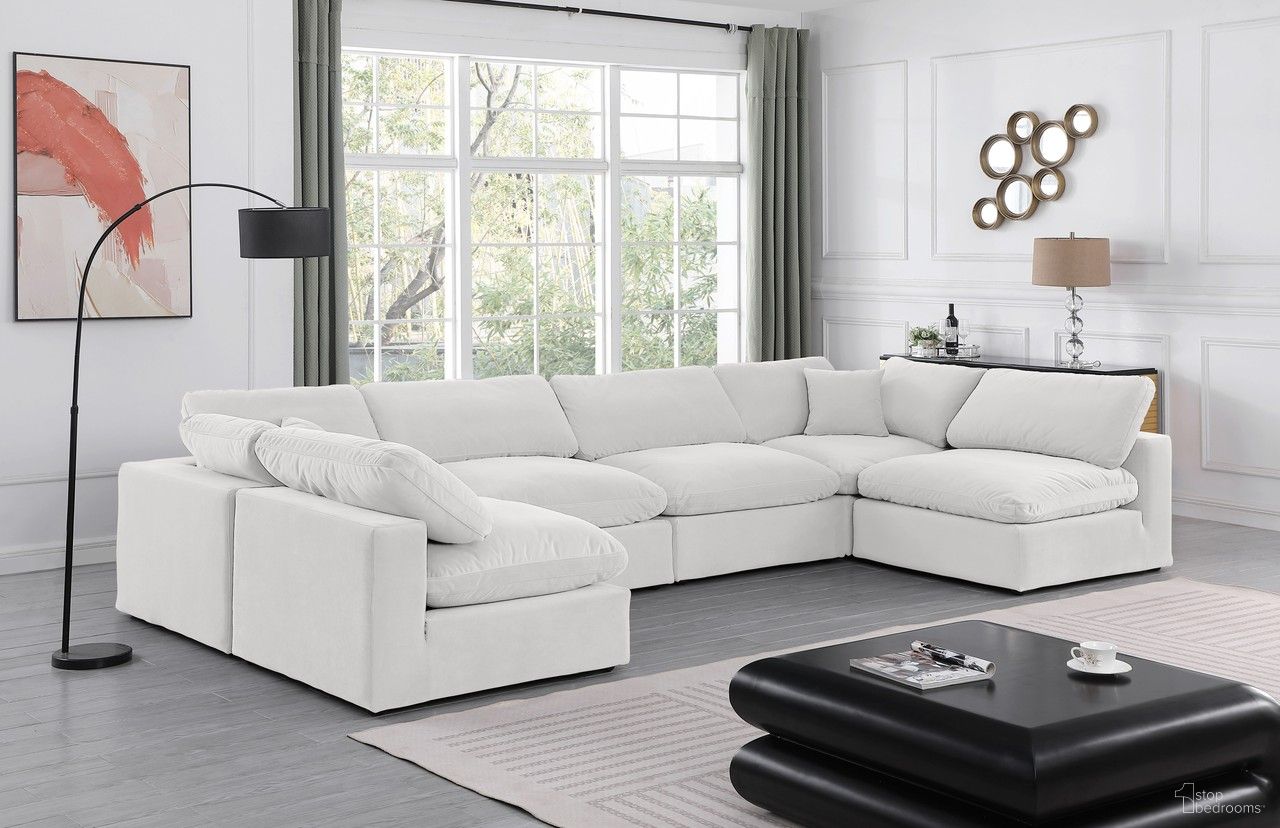 Comfy Velvet 6 Piece Modular Sectional In Cream