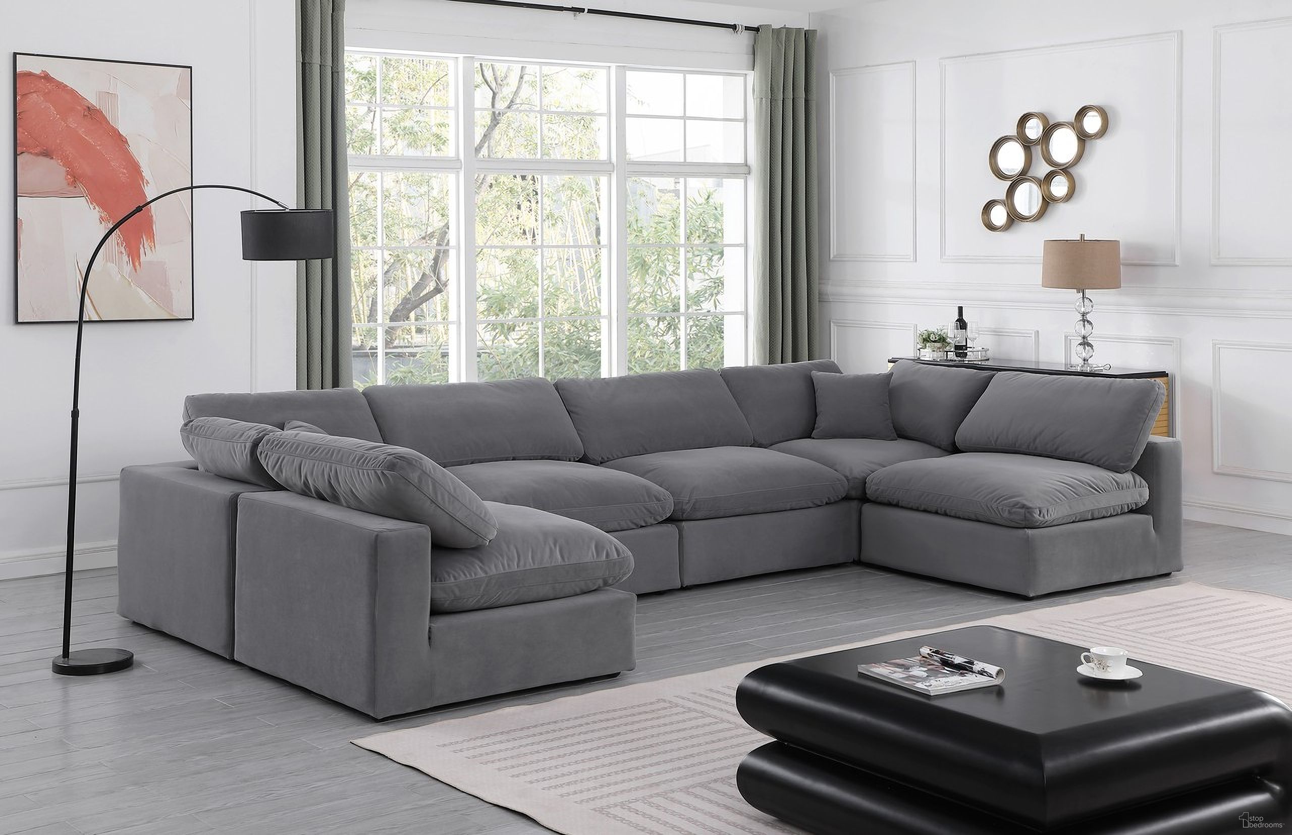 The appearance of Comfy Velvet 6 Piece Modular Sectional In Grey designed by Meridian in the modern / contemporary interior design. This grey piece of furniture was selected by 1StopBedrooms from Comfy Collection to add a touch of cosiness and style into your home. Sku: 189Grey-Armless;189Grey-Armless;189Grey-Armless;189Grey-Armless;189Grey-Corner;189Grey-Corner. Material: Velvet. Layout: Modular.
