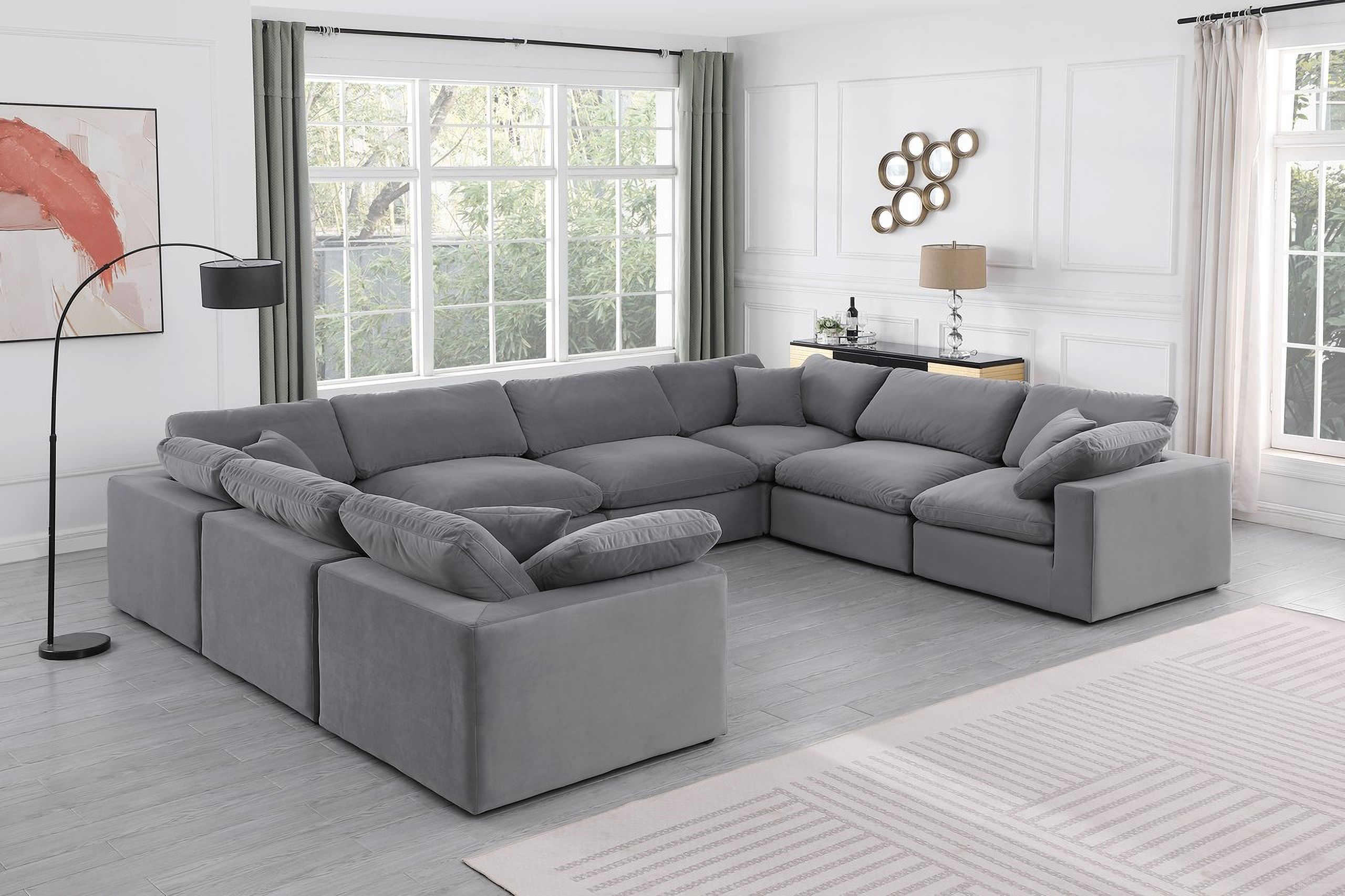 The appearance of Comfy Velvet 8 Piece Modular Sectional In Grey and Espresso designed by Meridian in the modern / contemporary interior design. This grey piece of furniture was selected by 1StopBedrooms from Comfy Collection to add a touch of cosiness and style into your home. Sku: 189Grey-Armless;189Grey-Armless;189Grey-Armless;189Grey-Armless;189Grey-Corner;189Grey-Corner;189Grey-Corner;189Grey-Corner. Material: Velvet. Layout: Modular.