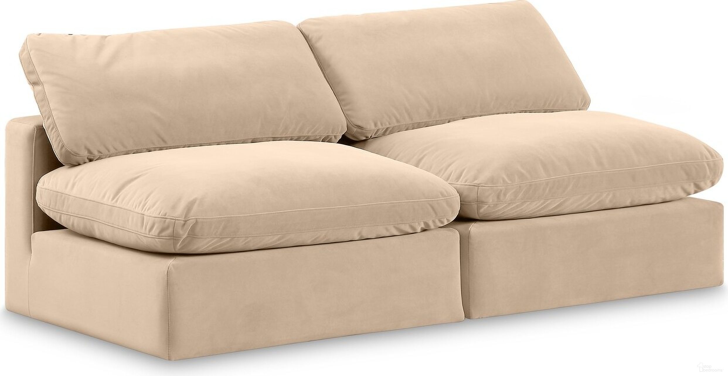 Comfy Velvet 2 Seater Modular Sofa In Beige