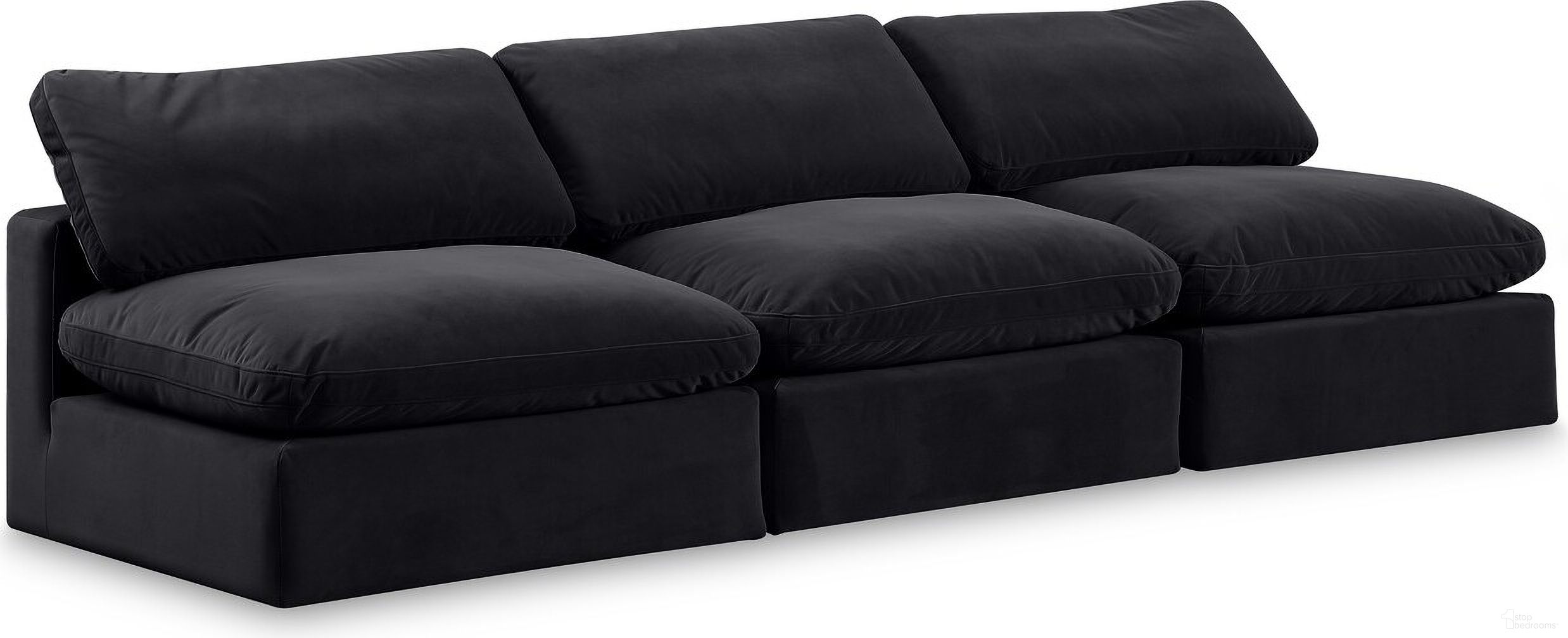 Comfy Velvet 3 Seater Modular Sofa In Black