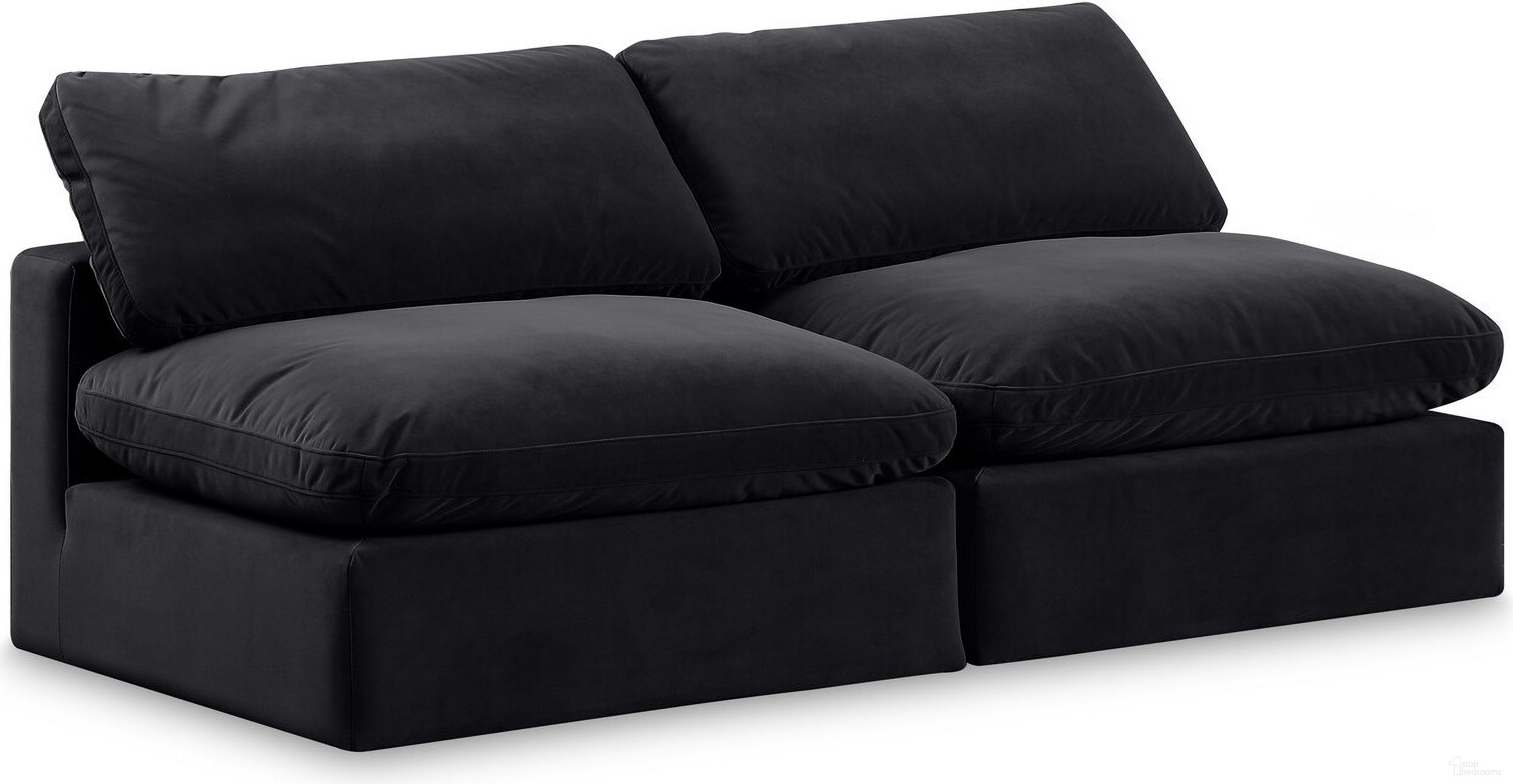 Comfy Velvet 2 Seater Modular Sofa In Black