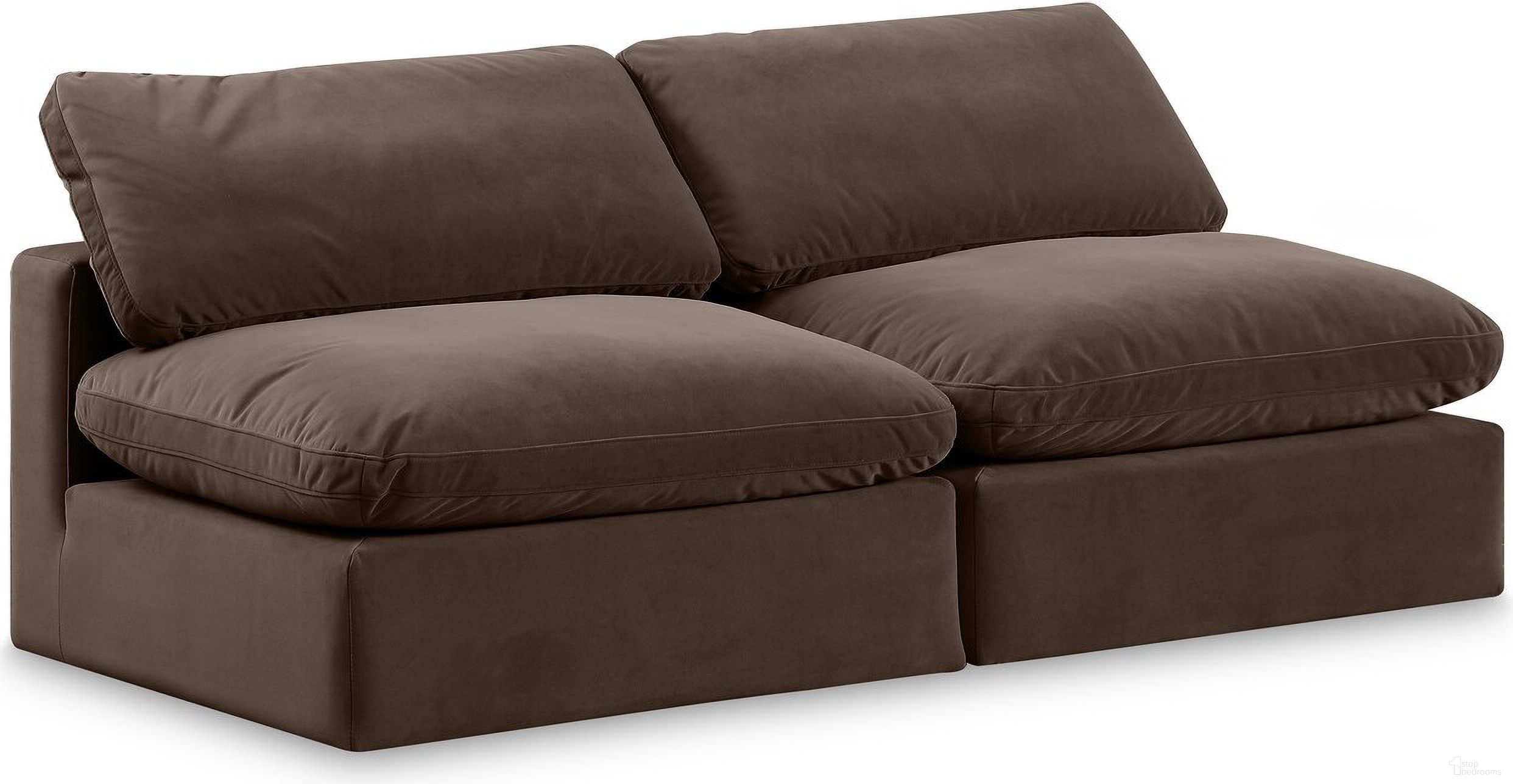 The appearance of Comfy Velvet 2 Seater Modular Sofa In Brown designed by Meridian in the modern / contemporary interior design. This brown piece of furniture was selected by 1StopBedrooms from Comfy Collection to add a touch of cosiness and style into your home. Sku: 189Brown-Armless;189Brown-Armless. Material: Velvet.