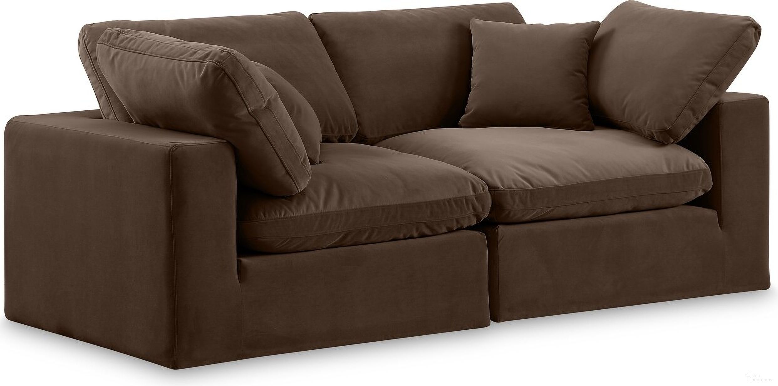 The appearance of Comfy Velvet 2 Seater Modular Sofa with Arm Support In Brown designed by Meridian in the modern / contemporary interior design. This brown piece of furniture was selected by 1StopBedrooms from Comfy Collection to add a touch of cosiness and style into your home. Sku: 189Brown-Corner;189Brown-Corner. Material: Velvet.