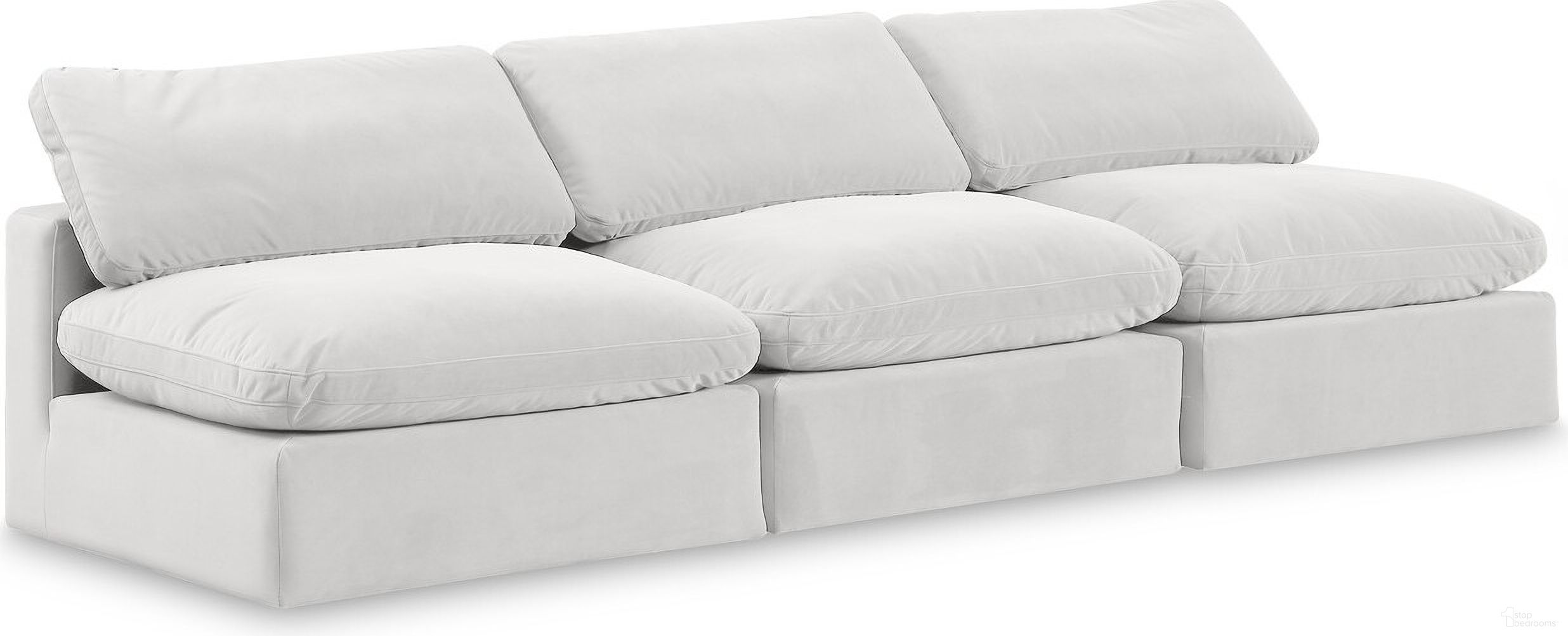 Comfy Velvet 3 Seater Modular Sofa In Cream