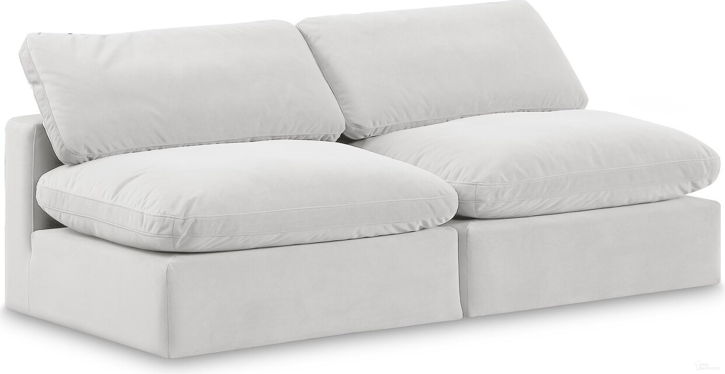 Comfy Velvet 2 Seater Modular Sofa In Cream