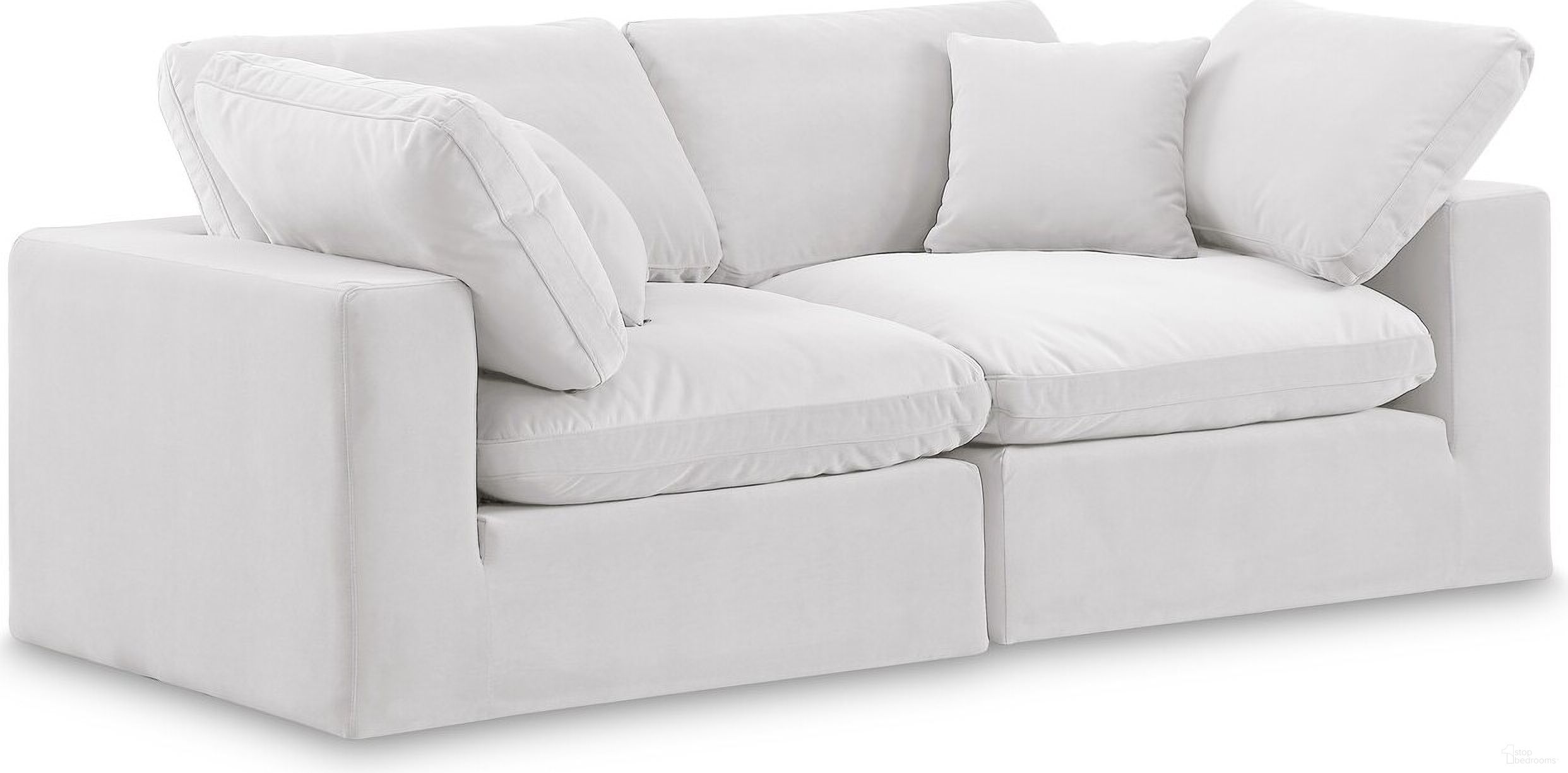 Comfy Velvet 2 Seater Modular Sofa with Arm Support In Cream