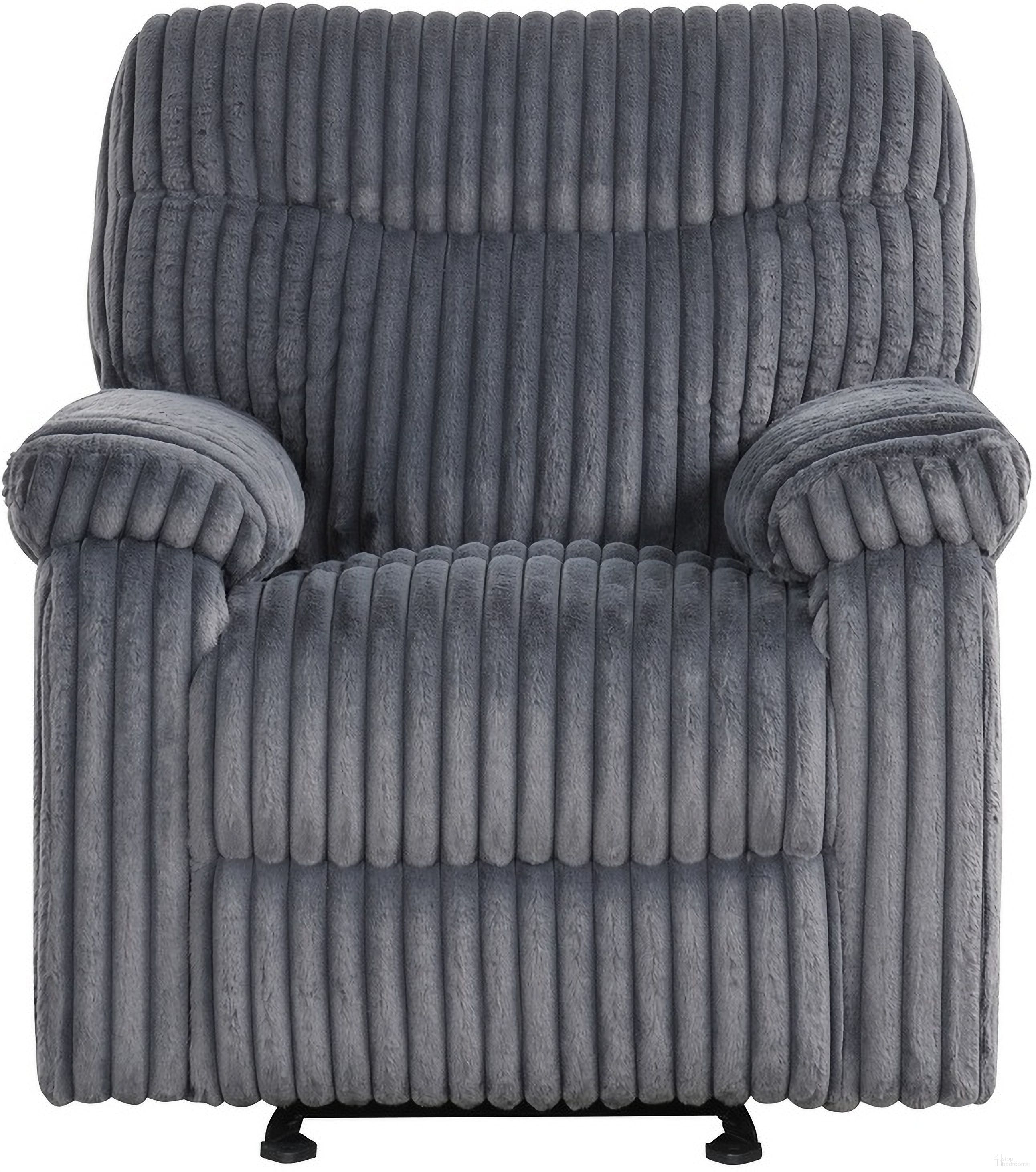 The appearance of Comfy Wide Wale Corded Velvet Rocker Recliner in Gray designed by Glory in the transitional interior design. This gray piece of furniture  was selected by 1StopBedrooms from Comfy Collection to add a touch of cosiness and style into your home. Sku: G00880A-RC. Material: Velvet.