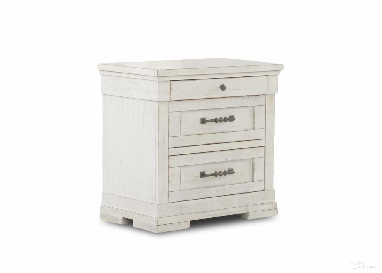 The appearance of Coming Home Cozy 3 Drawer Nightstand In Chalk designed by Legacy Classic in the country / farmhouse interior design. This chalk piece of furniture  was selected by 1StopBedrooms from Coming Home Collection to add a touch of cosiness and style into your home. Sku: TY926-670. Material: Oak Veneer.