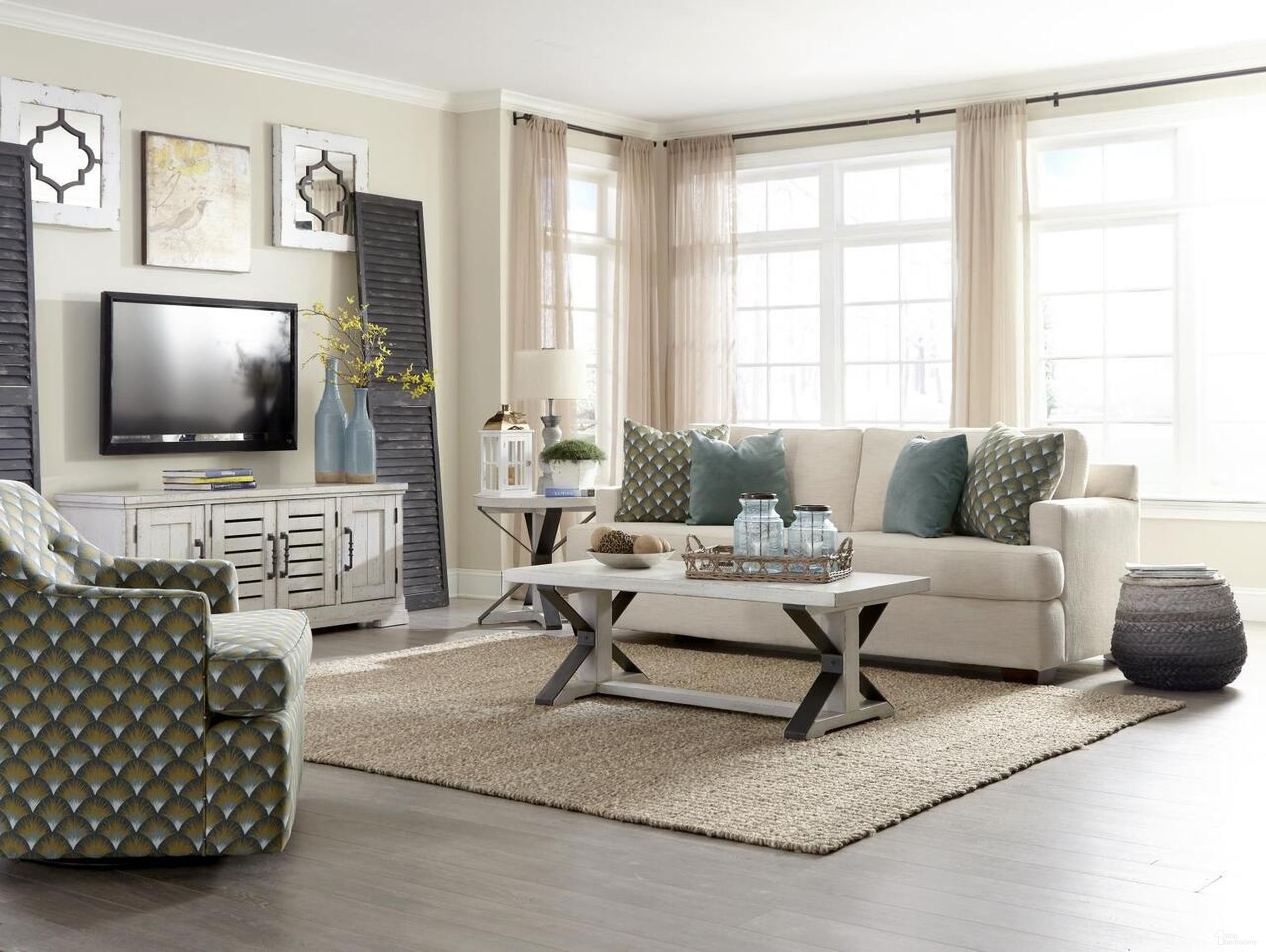 The appearance of Coming Home Friendship Occasional Table Set In Chalk designed by Legacy Classic in the country / farmhouse interior design. This chalk piece of furniture  was selected by 1StopBedrooms from Coming Home Collection to add a touch of cosiness and style into your home. Sku: TY926-819;TY926-808. Material: Oak Veneer.
