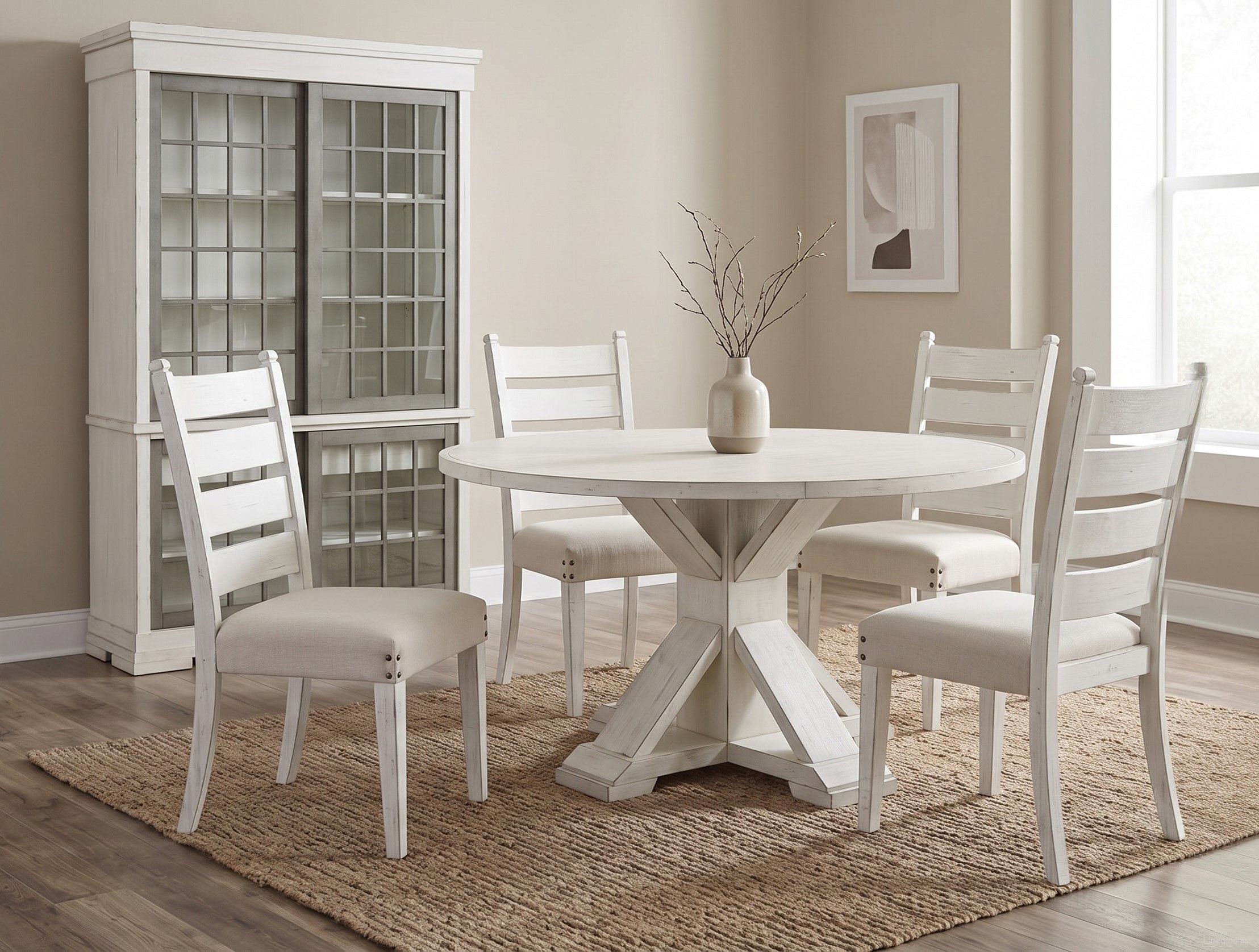 Coming Home Get Together Round Dining Room Set In Chalk