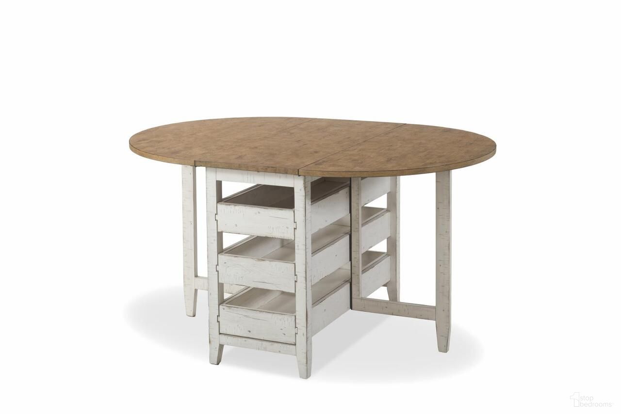The appearance of Coming Home Neighbors Counter Height Table In Chalk designed by Legacy Classic in the country / farmhouse interior design. This chalk piece of furniture was selected by 1StopBedrooms from Coming Home Collection to add a touch of cosiness and style into your home. Sku: TY926-036. Table Base Style: Storage. Table Top Shape: Oval. Material: Oak Veneer. Size: 48" x 67".