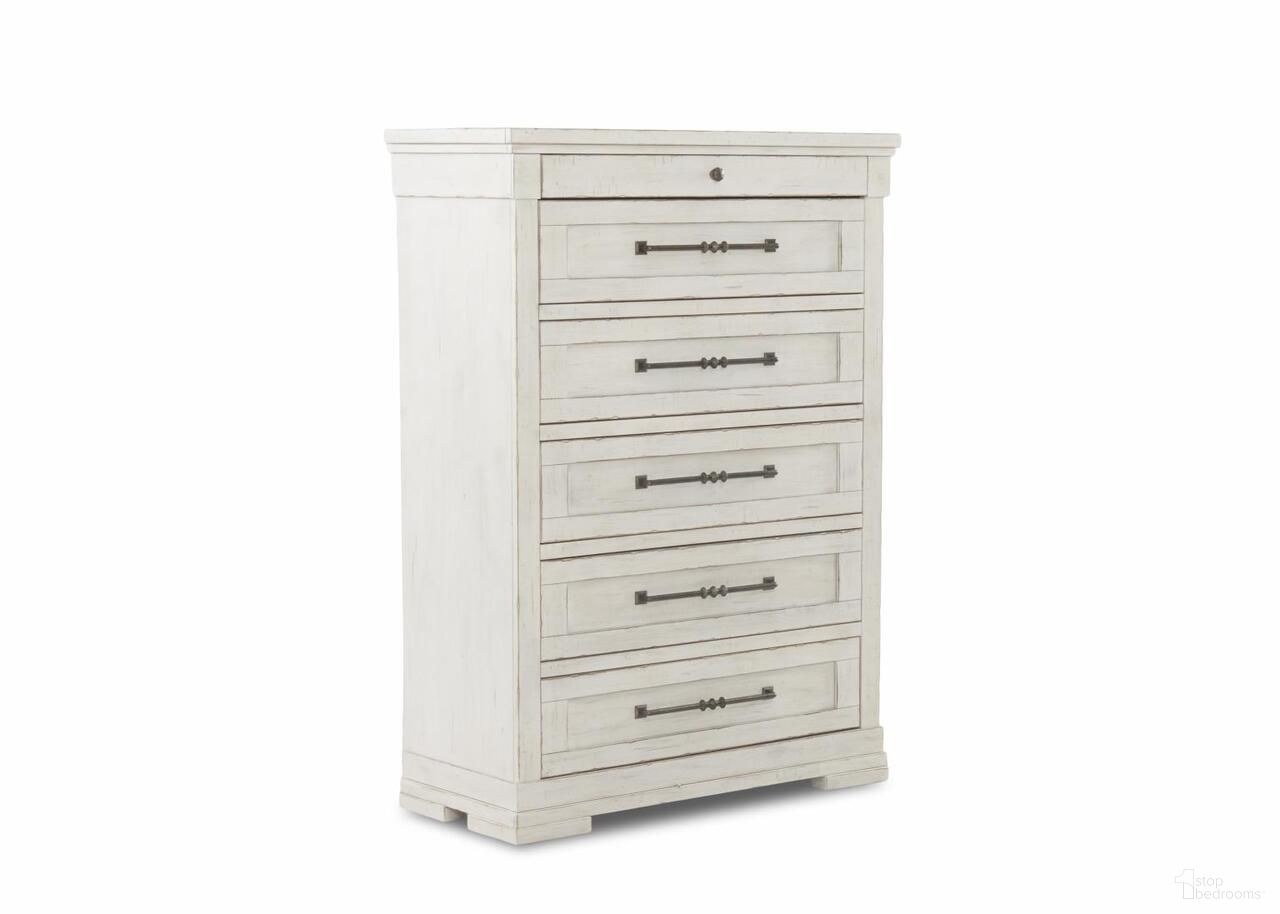 The appearance of Coming Home Peaceful 6 Drawer Chest In Chalk designed by Legacy Classic in the country / farmhouse interior design. This chalk piece of furniture was selected by 1StopBedrooms from Coming Home Collection to add a touch of cosiness and style into your home. Sku: TY926-681C. Material: Oak Veneer.