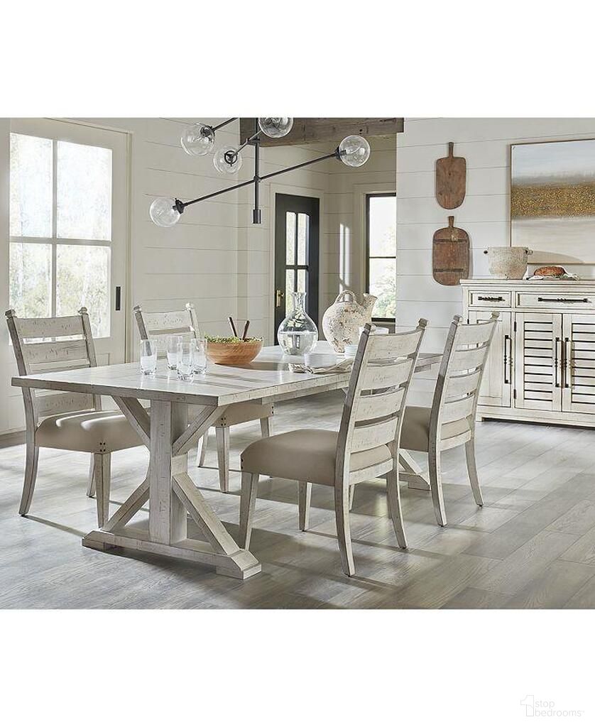 The appearance of Coming Home Rectangular Dining Room Set In Chalk designed by Legacy Classic in the country / farmhouse interior design. This chalk piece of furniture  was selected by 1StopBedrooms from Coming Home Collection to add a touch of cosiness and style into your home. Sku: TY926-100;TY926-900. Table Top Shape: Rectangular. Size: 82" x 42". Material: Oak Veneer.