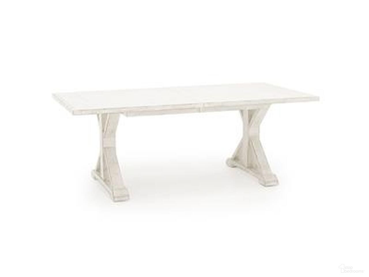 The appearance of Coming Home Rectangular Dining Table In Chalk designed by Legacy Classic in the country / farmhouse interior design. This chalk piece of furniture was selected by 1StopBedrooms from Coming Home Collection to add a touch of cosiness and style into your home. Sku: TY926-100. Table Base Style: Double Pedestal. Table Top Shape: Rectangular. Size: 82" x 42". Material: Oak Veneer.